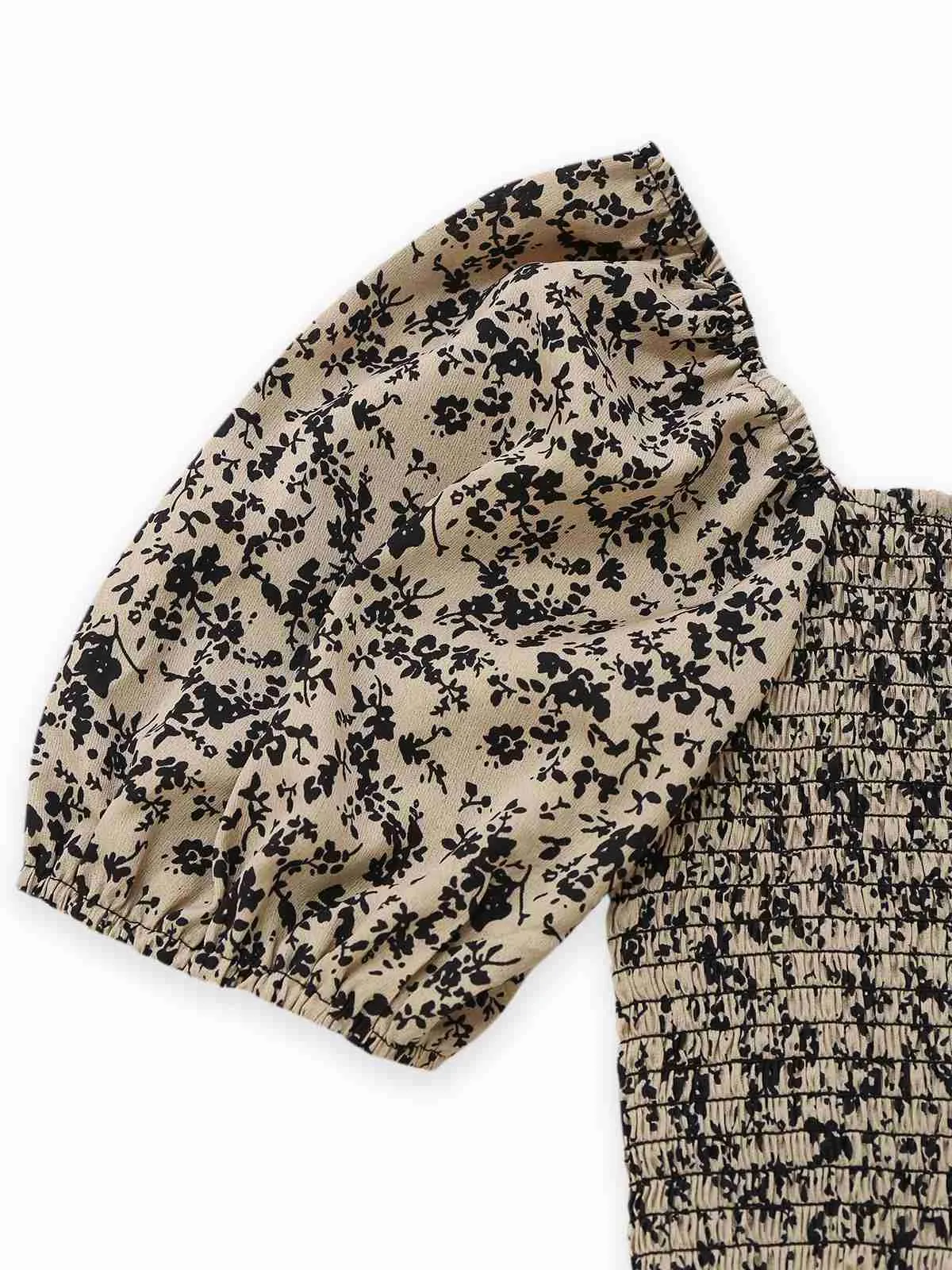 Brown 1930s Ditsy Floral Puff Sleeve Jumpsuit sold by Retro Stage product image thumbnail 3