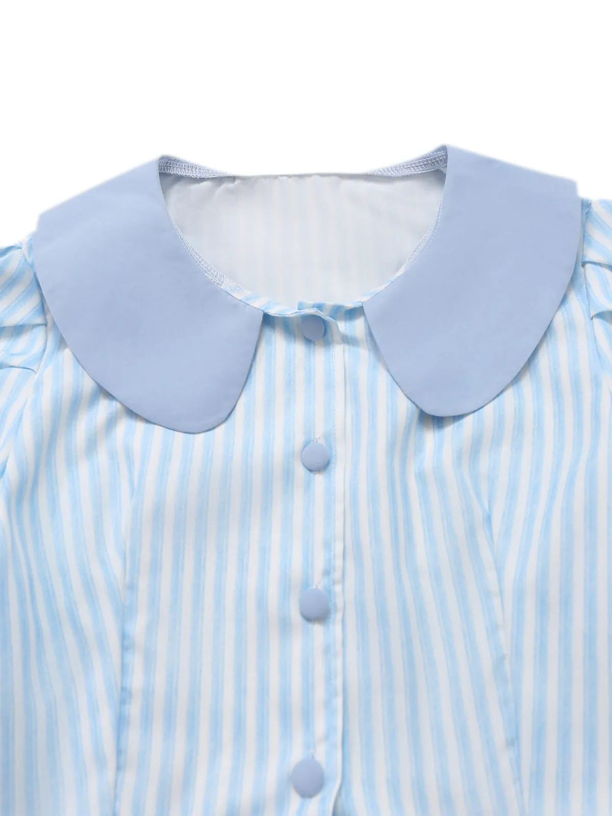 2PCS 1960s Vertical Stripes Peter Pan Collar Blouse & Skirt sold by Retro Stage product image thumbnail 3