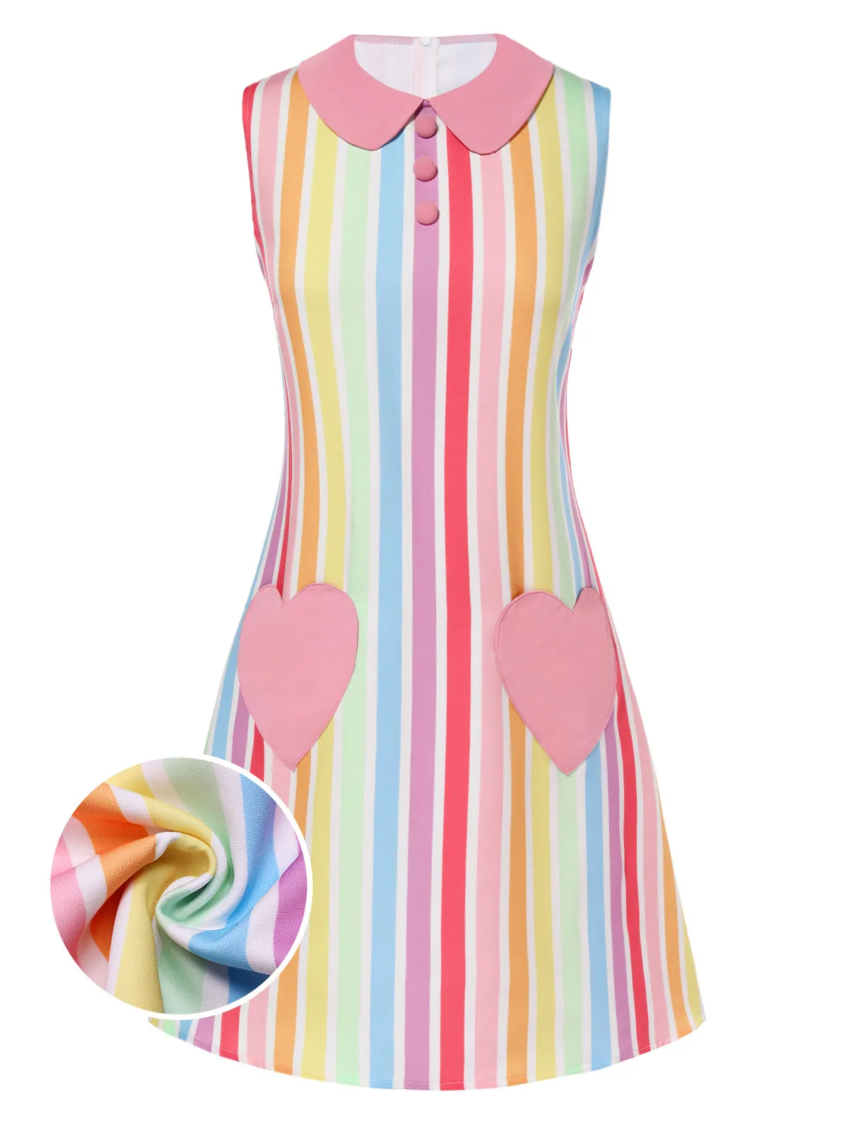 1960s Rainbow Stripe Heart Pocket Dress sold by Retro Stage product image thumbnail 2