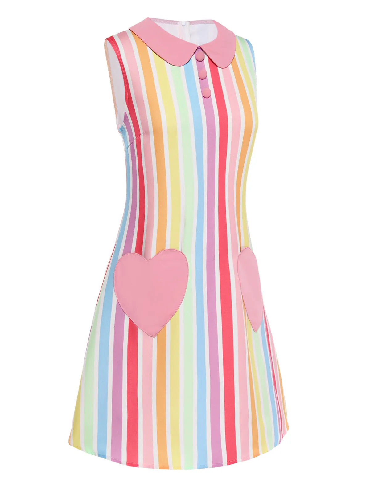 1960s Rainbow Stripe Heart Pocket Dress sold by Retro Stage product image thumbnail 4