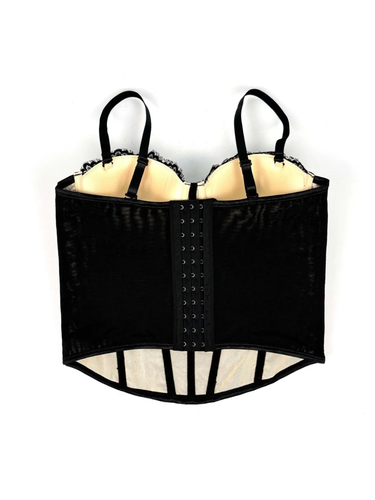 Black 1970s Lace Floral Herringbone Corset sold by Retro Stage product image thumbnail 3