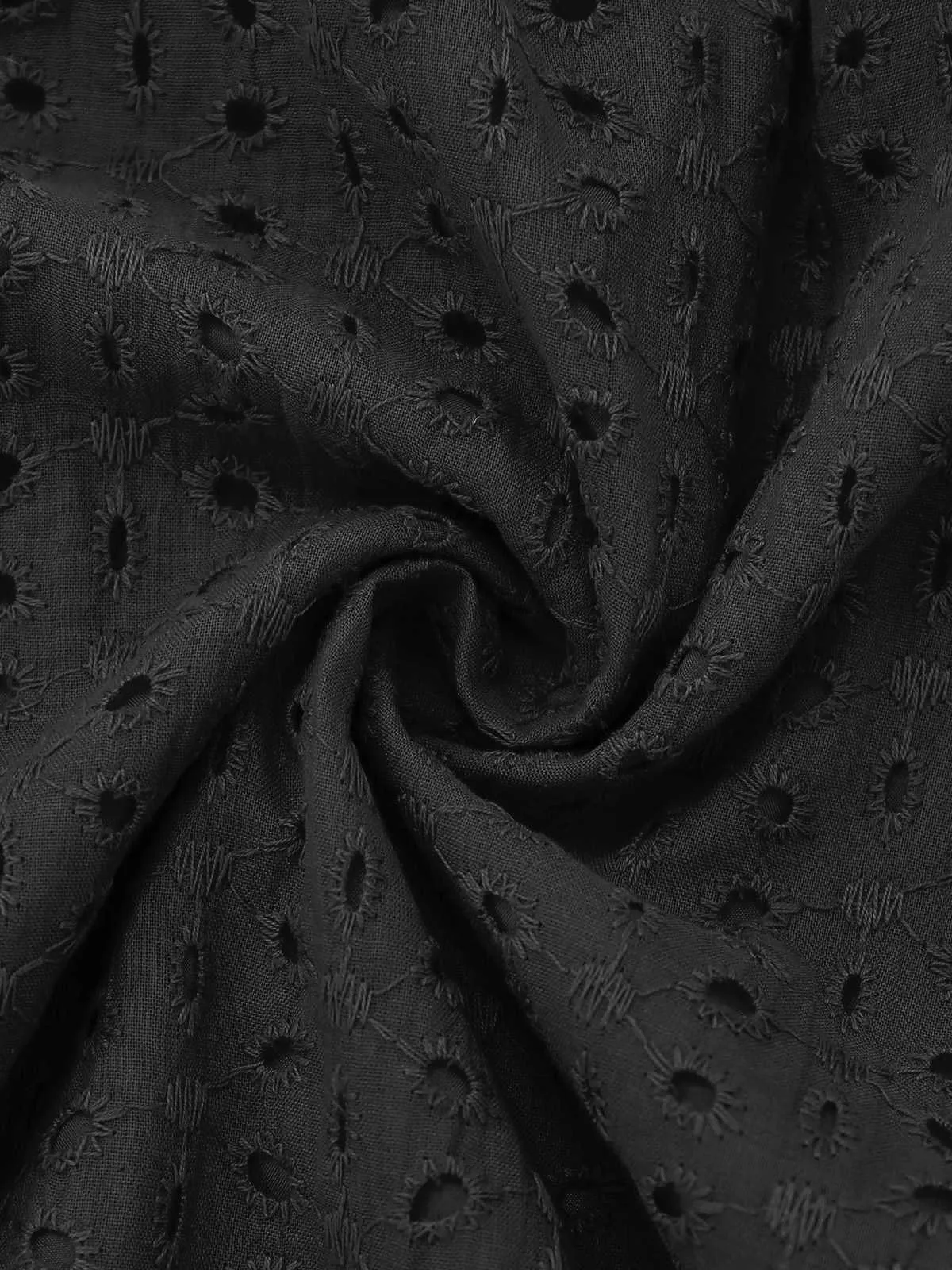 1940s V-Neck Cutout Cotton Smocked Ruffled Dress sold by Retro Stage product image thumbnail 3