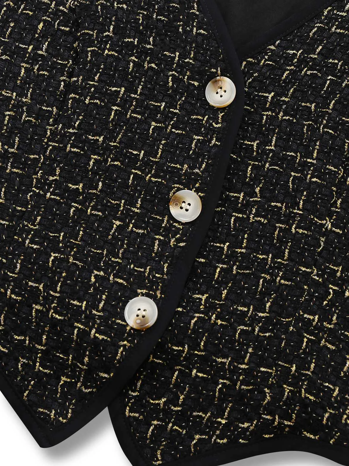 2PCS Black 1970s Tweed Plaids Vest & Shorts sold by Retro Stage product image thumbnail 5