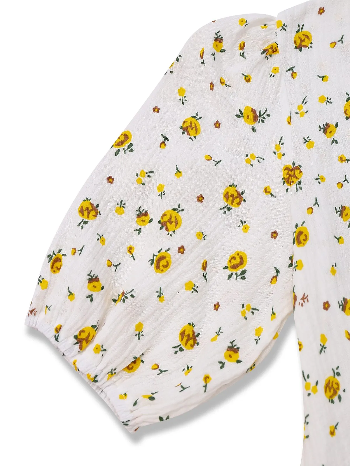 White 1940s Ditsy Floral Cotton Wrap Dress sold by Retro Stage product image thumbnail 5