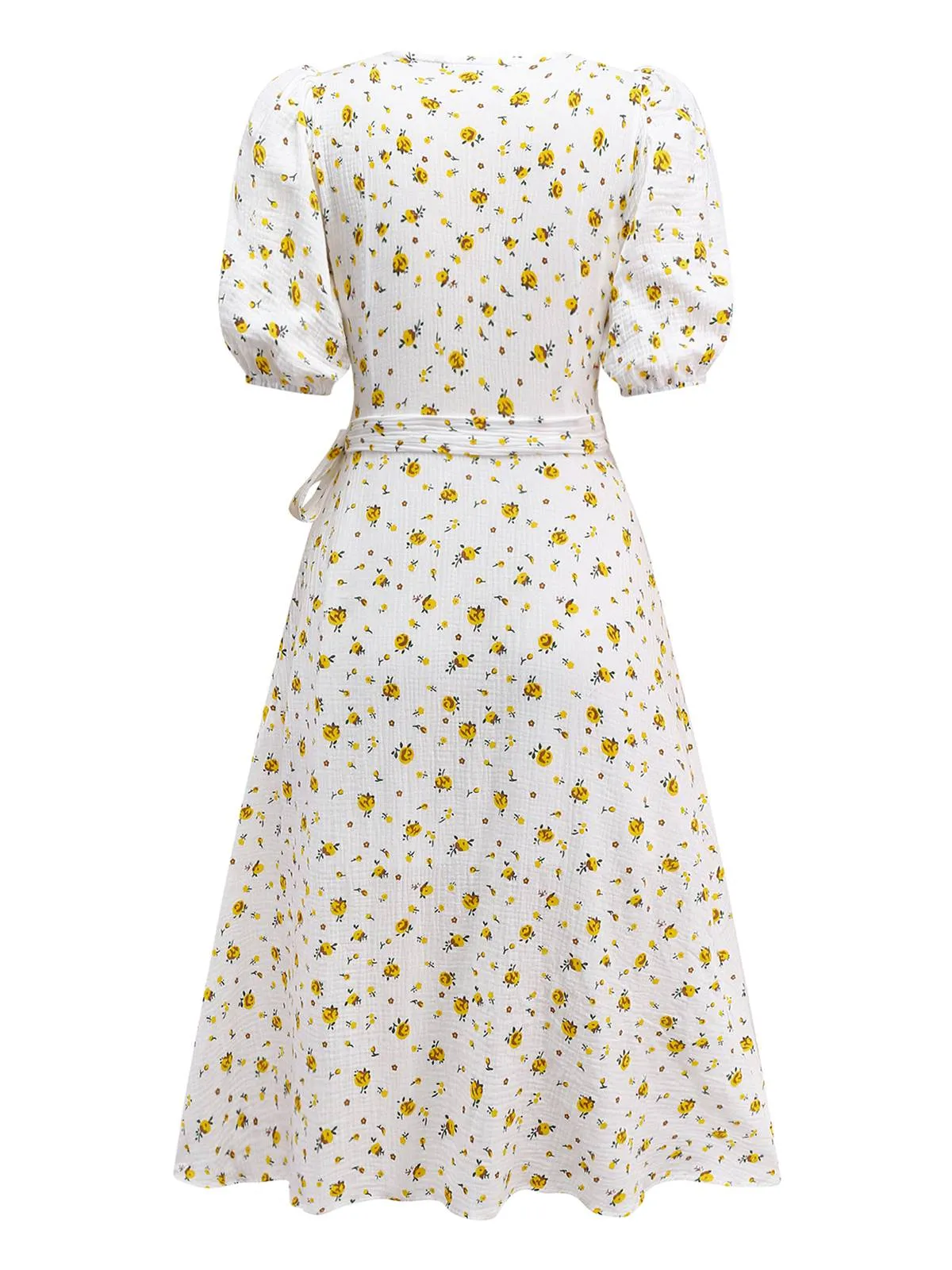 White 1940s Ditsy Floral Cotton Wrap Dress sold by Retro Stage product image thumbnail 3