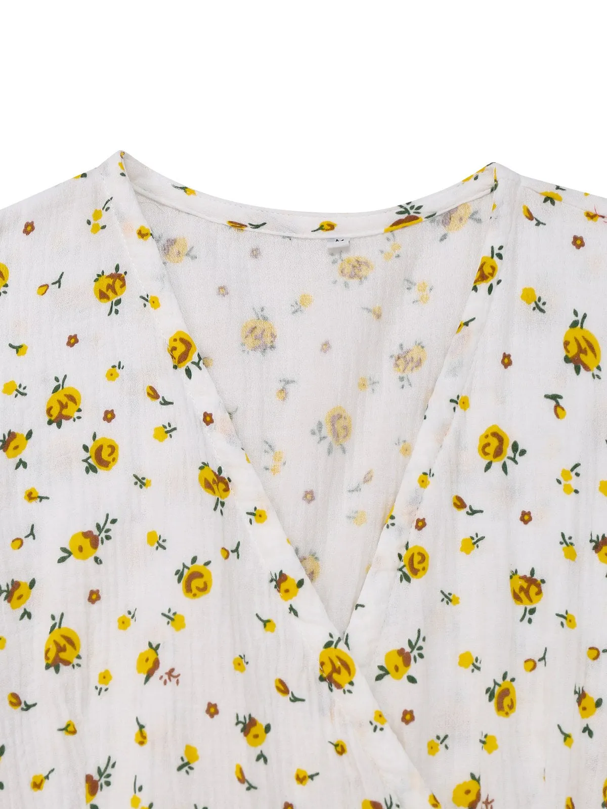 White 1940s Ditsy Floral Cotton Wrap Dress sold by Retro Stage product image thumbnail 4