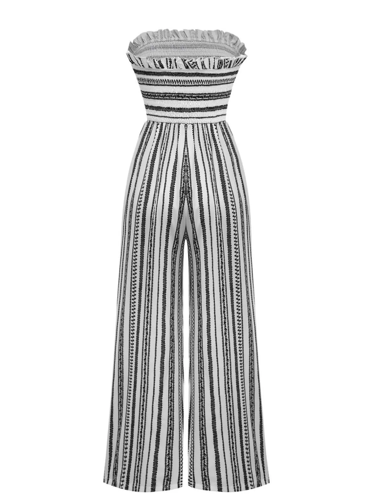 1970s Strapless Boho Stripes Wide Leg Jumpsuit sold by Retro Stage product image thumbnail 2