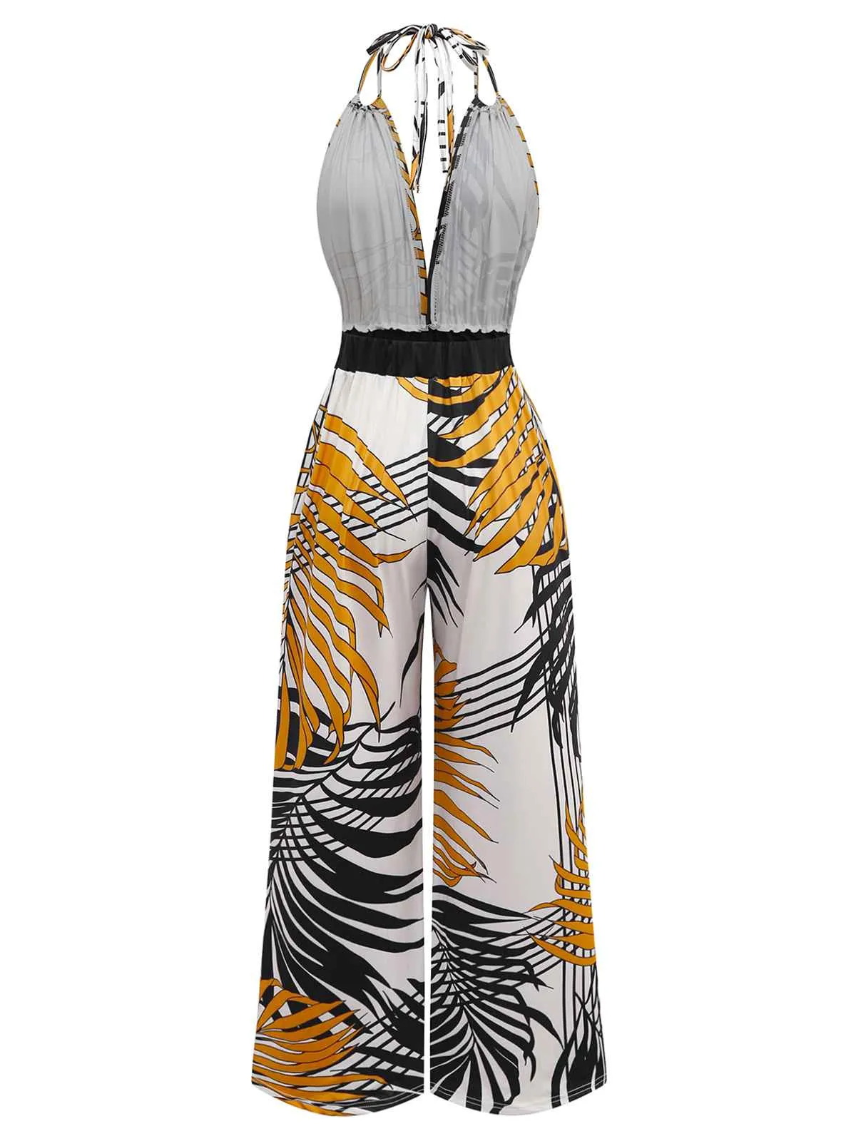 1970s Boho Floral Lace-up Halter Jumpsuit sold by Retro Stage product image thumbnail 2