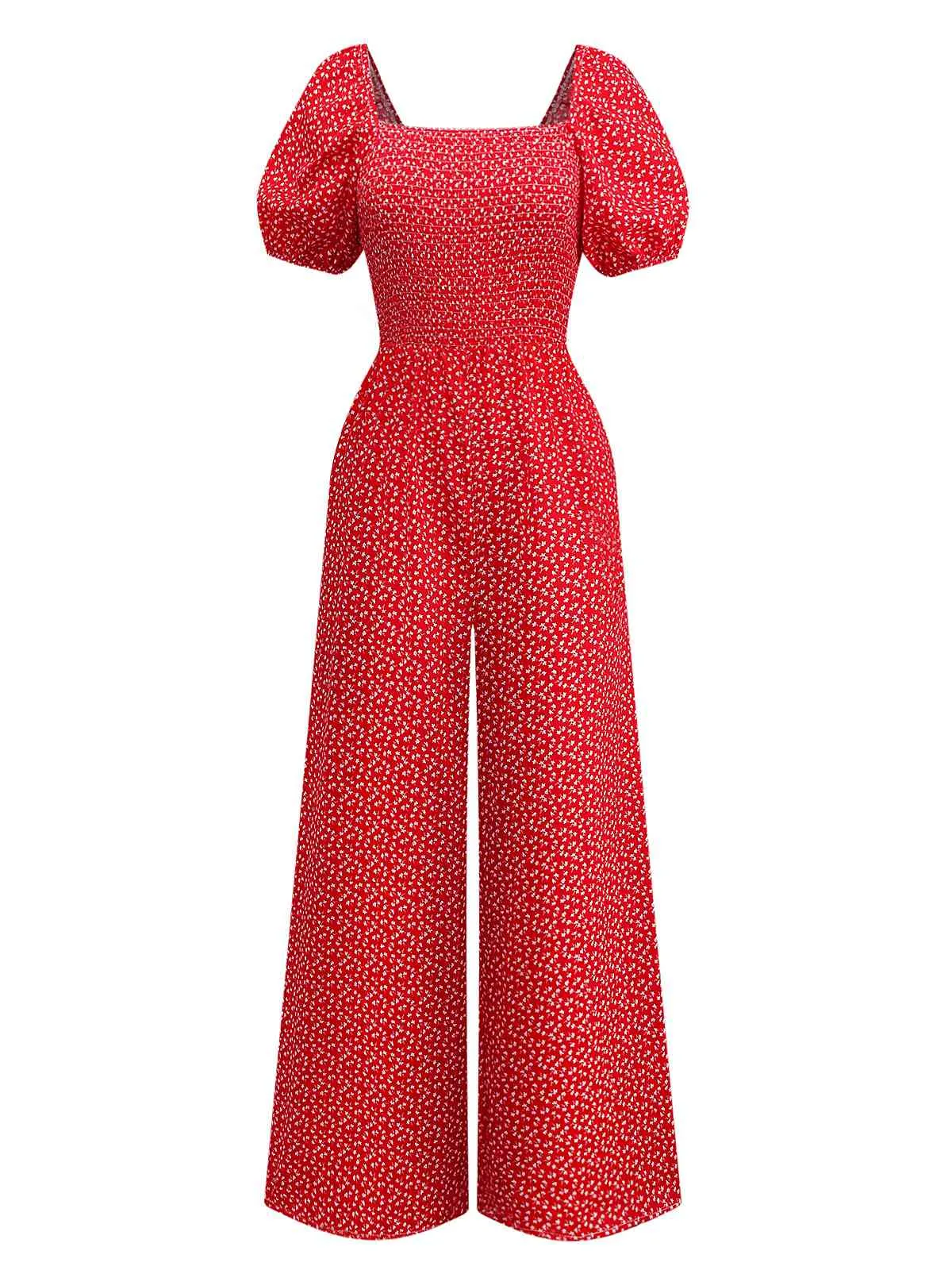 1950s Ditsy Floral Square Neck Puff Jumpsuit sold by Retro Stage