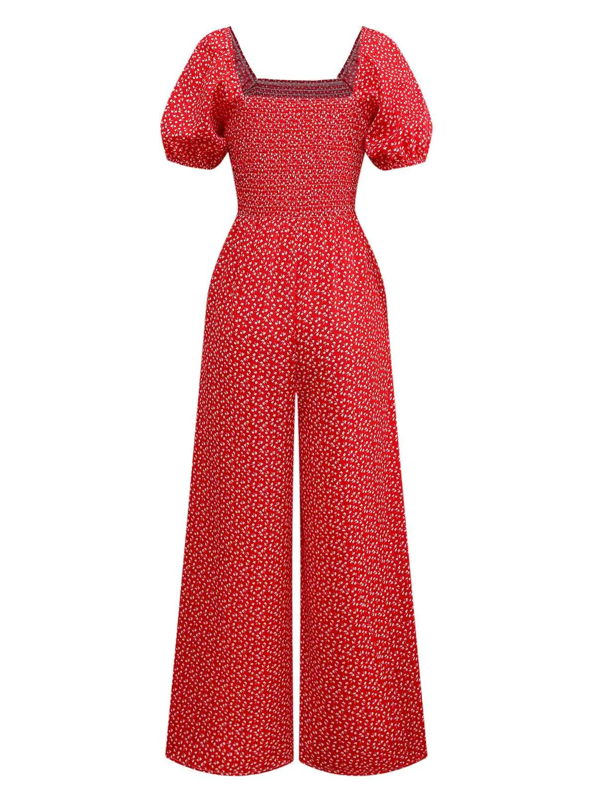 1950s Ditsy Floral Square Neck Puff Jumpsuit sold by Retro Stage product image thumbnail 2