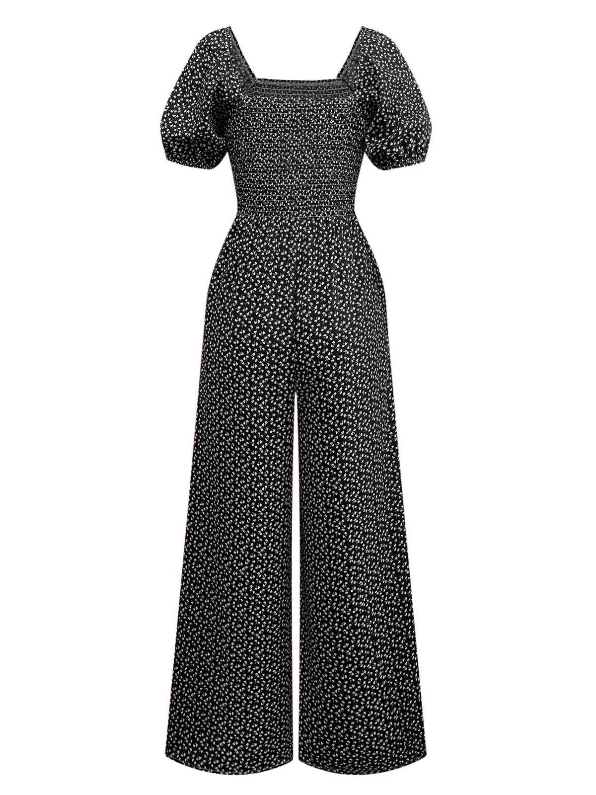 1950s Ditsy Floral Square Neck Puff Jumpsuit sold by Retro Stage product image thumbnail 5