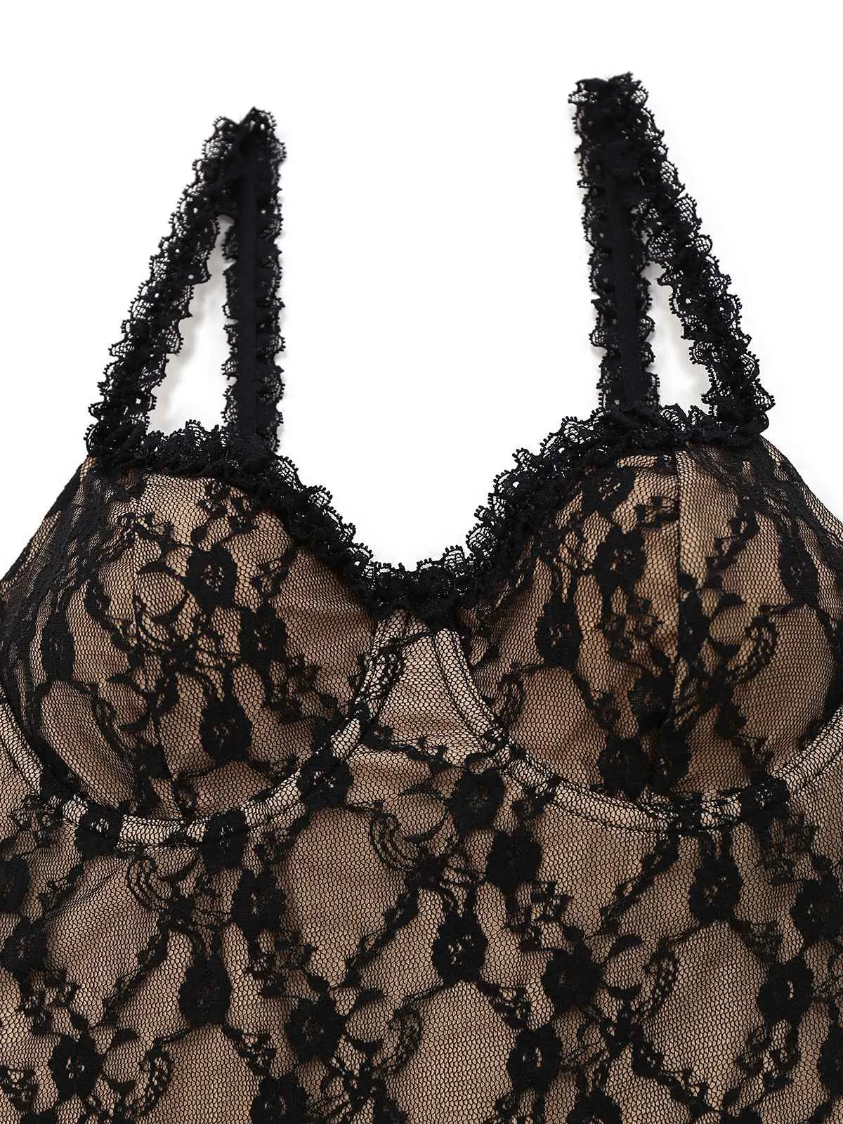 Khaki 1960s Lace Patchwork Spaghetti Strap Bodycon Dress sold by Retro Stage product image thumbnail 3