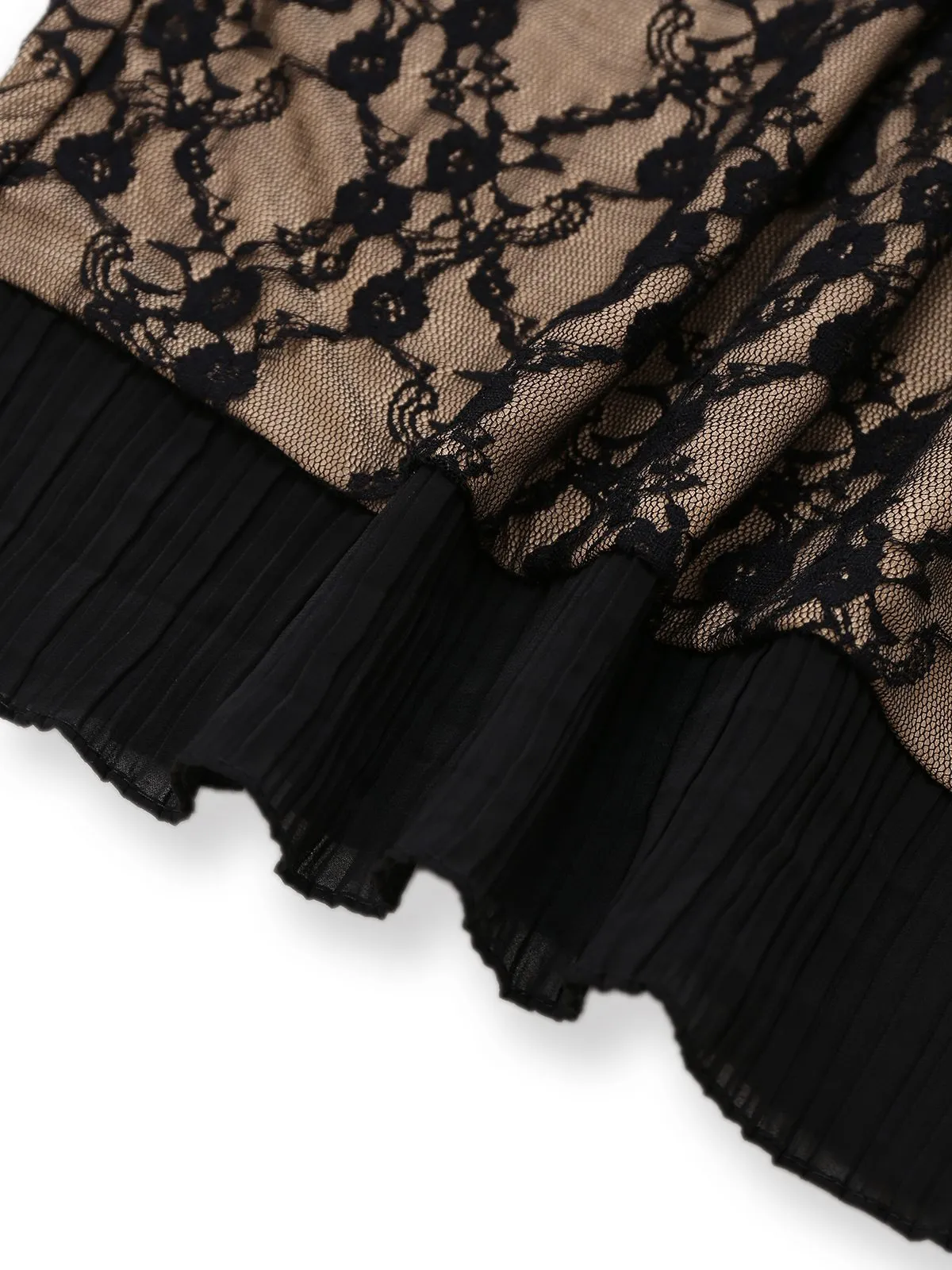 Khaki 1960s Lace Patchwork Spaghetti Strap Bodycon Dress sold by Retro Stage product image thumbnail 4