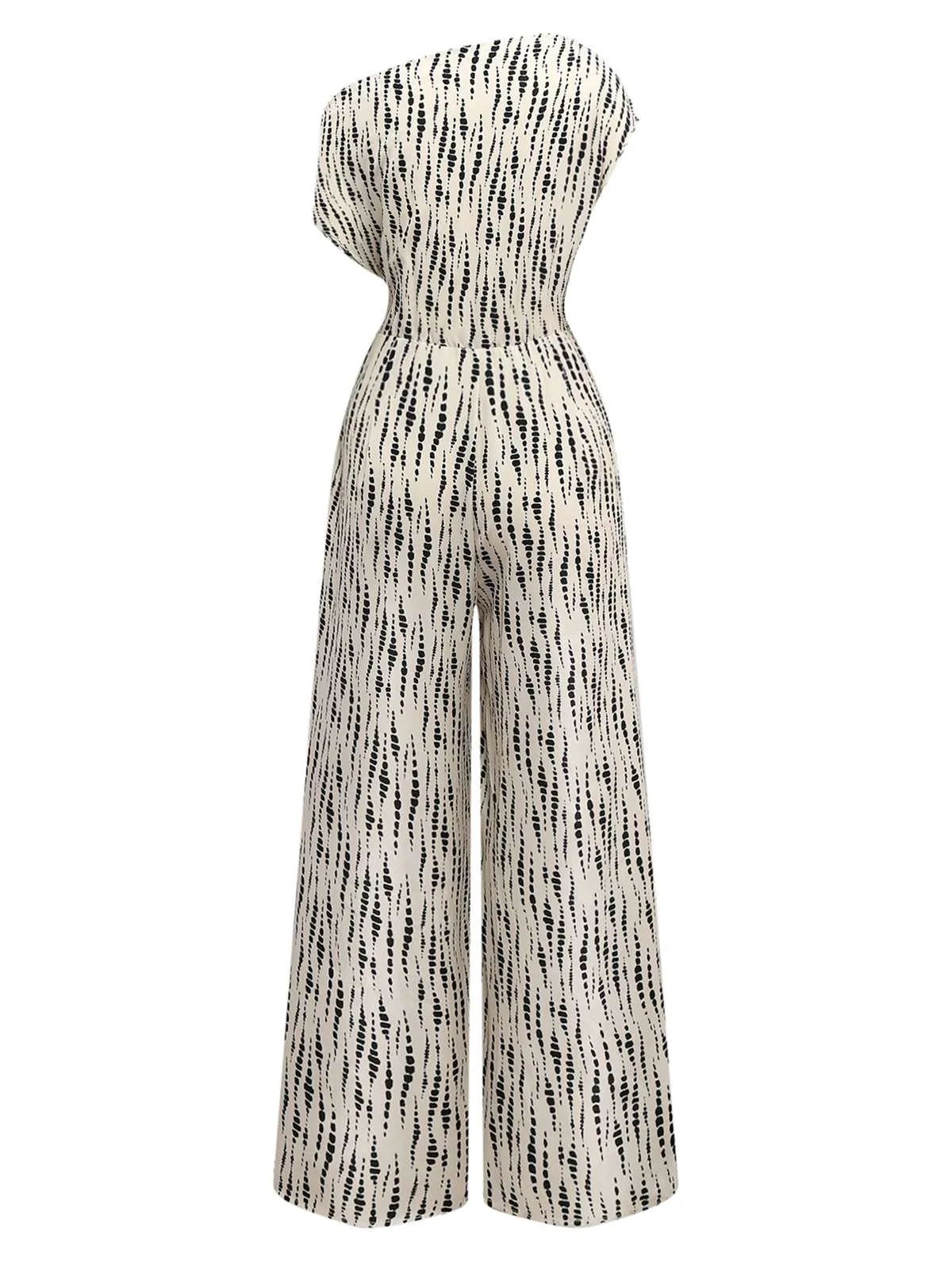 White 1940s Ink Stains Oblique Neck Jumpsuit sold by Retro Stage product image thumbnail 2