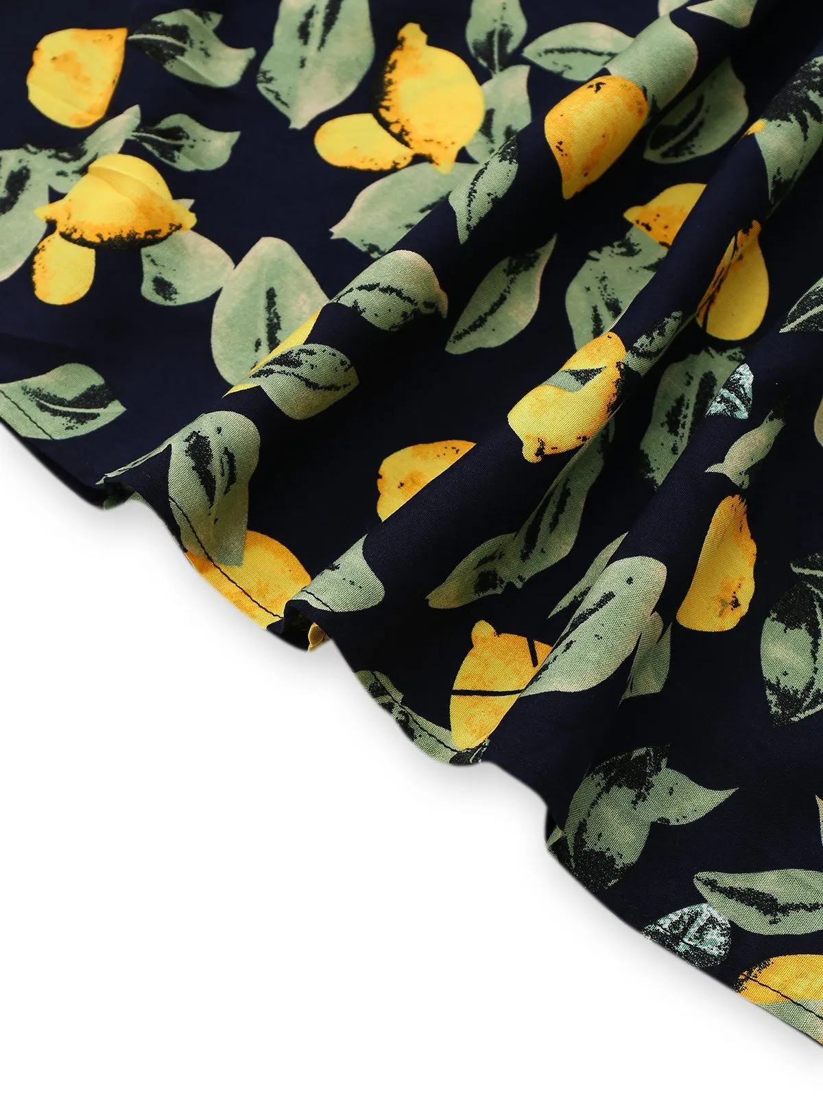 Yellow 1950s Lemon V-Neck Smocked Chiffon Dress sold by Retro Stage product image thumbnail 5