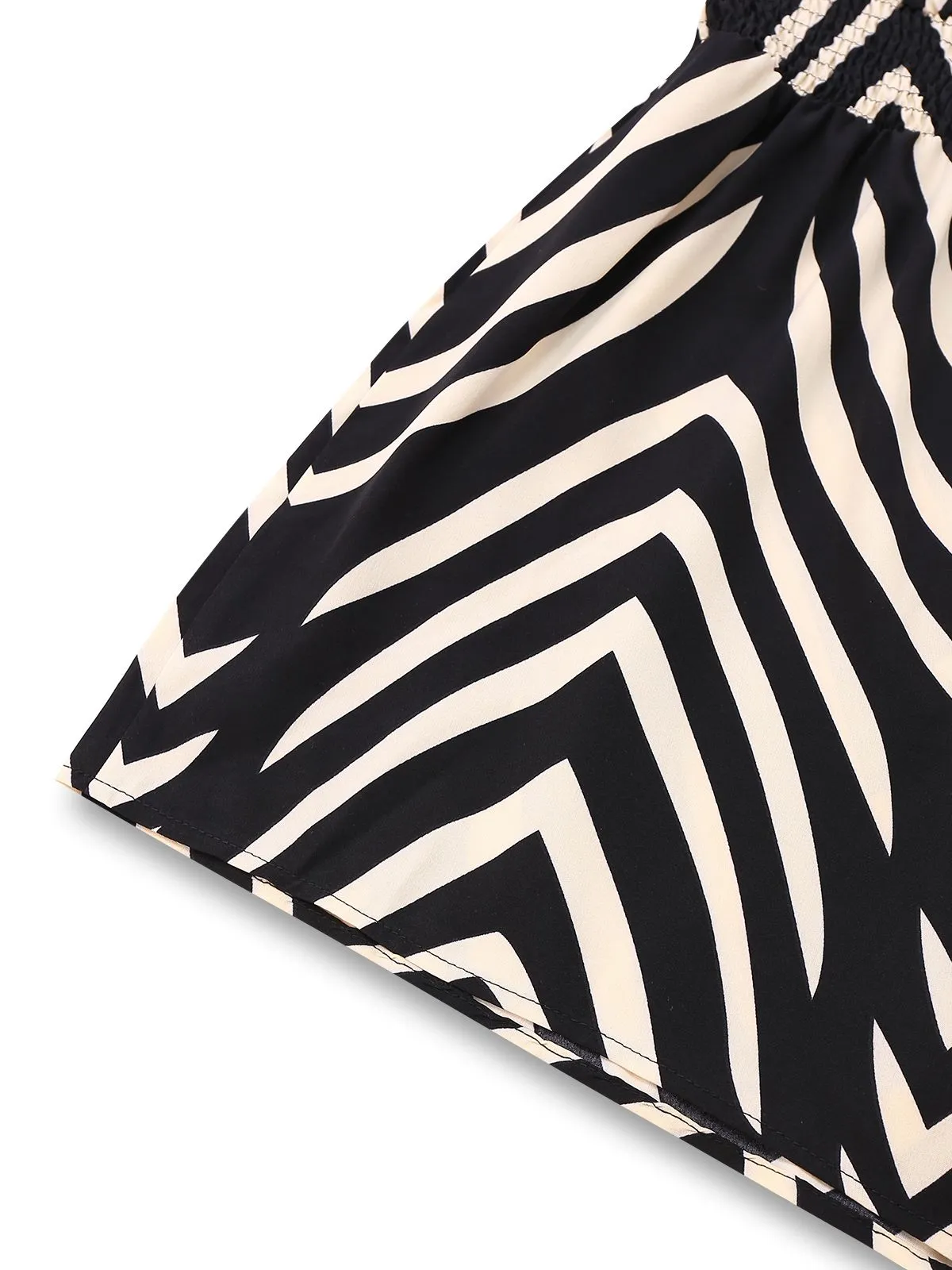 Black 1950s Zebra Striped Ruffled Waist Romper sold by Retro Stage product image thumbnail 5