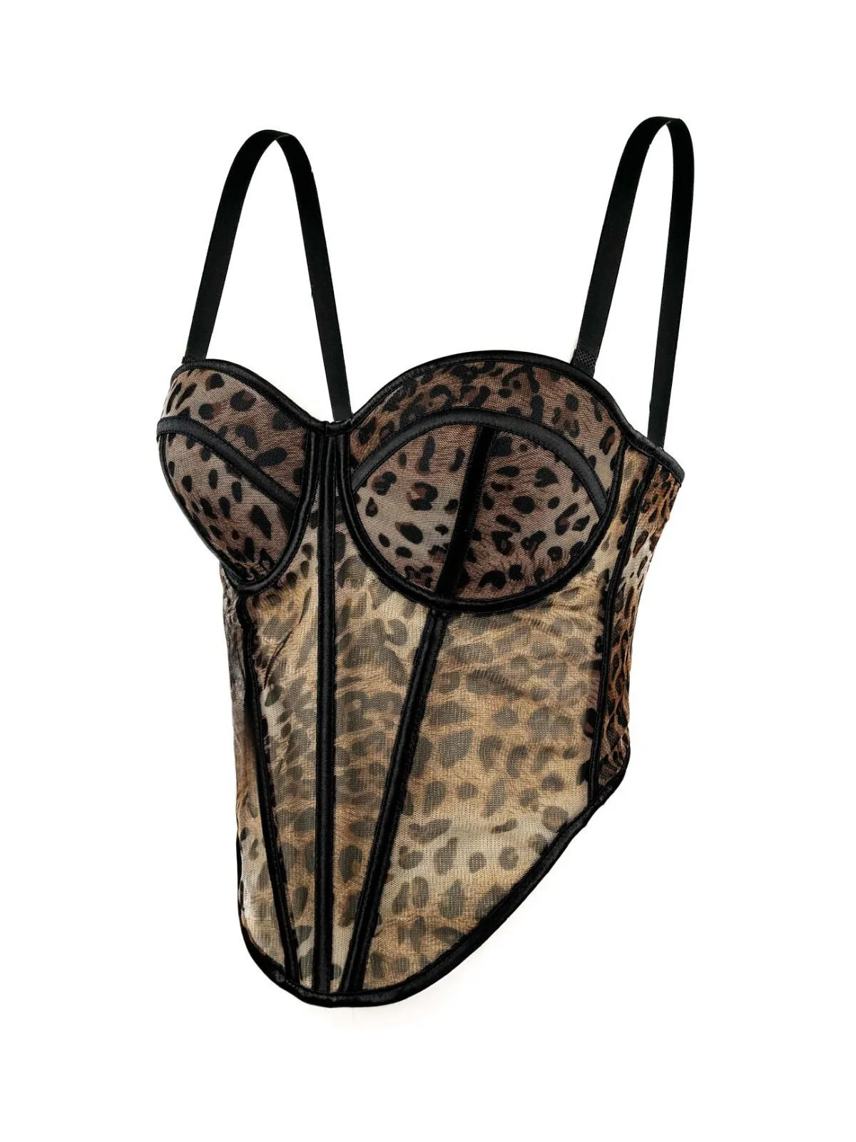 1980s Leopard Print Spaghetti Strap Herringbone Corset sold by Retro Stage product image thumbnail 2