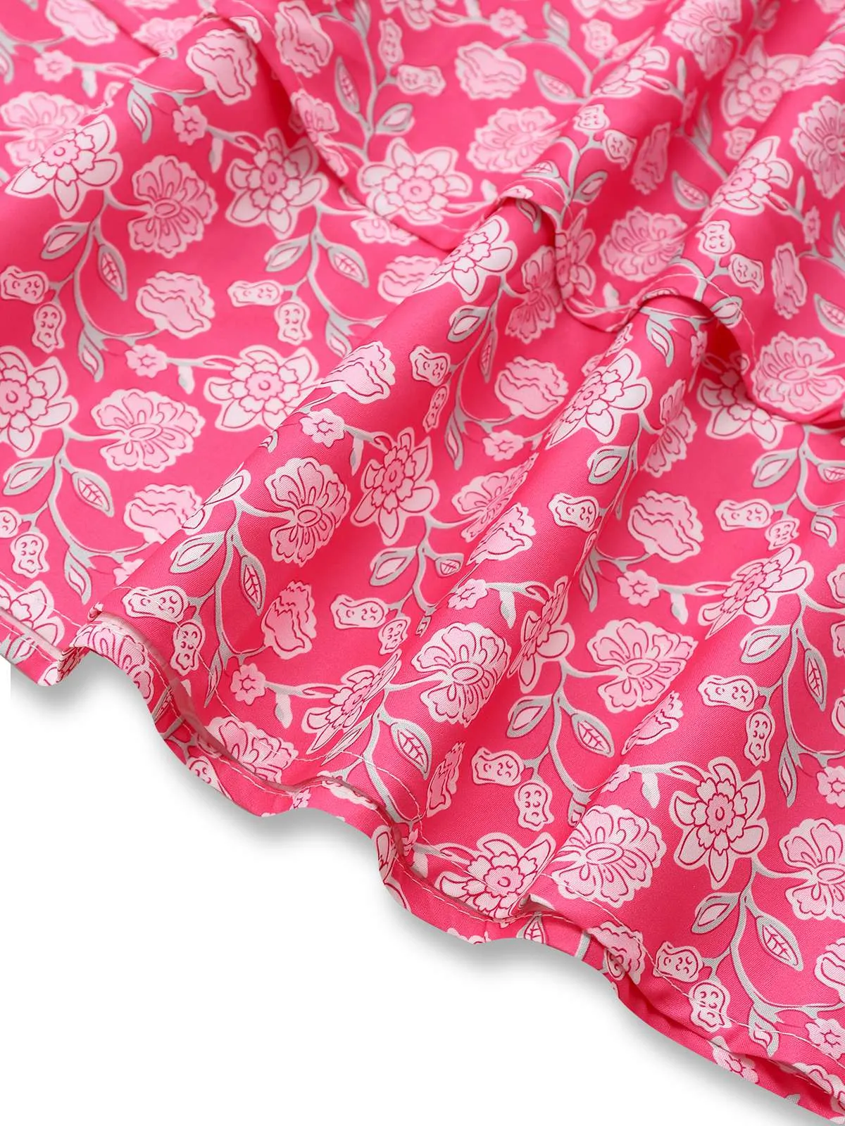 Peach Pink 1960s Smocked Floral Halter Dress sold by Retro Stage product image thumbnail 4