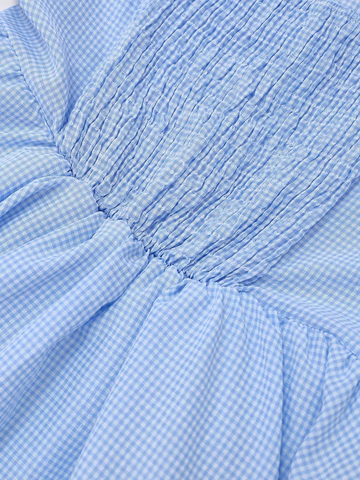 Light Blue 1950s Slip Gingham Lace Dress sold by Retro Stage product image thumbnail 4