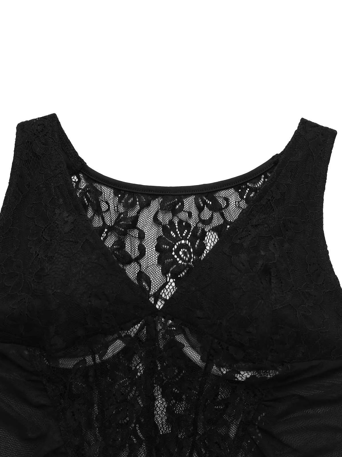 2PCS Black 1960s Lace Floral Sheer Top & Skirt sold by Retro Stage product image thumbnail 3