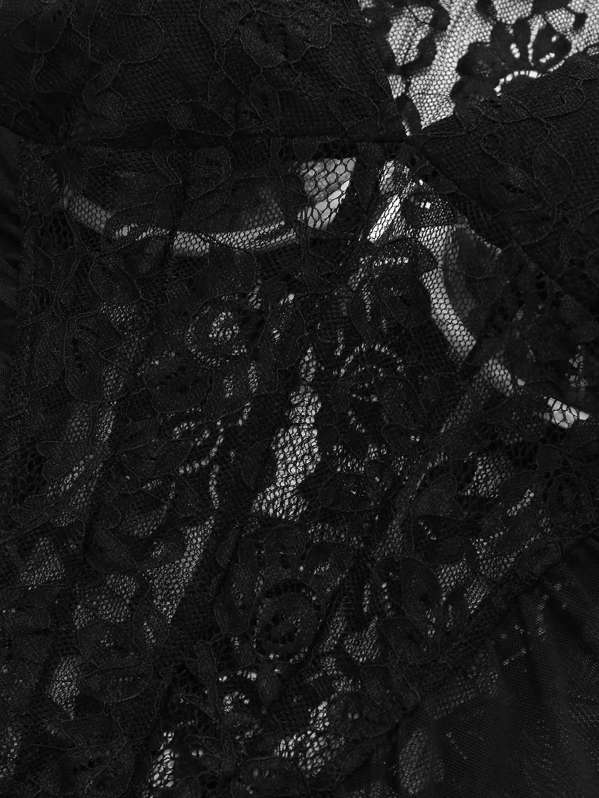 2PCS Black 1960s Lace Floral Sheer Top & Skirt sold by Retro Stage product image thumbnail 4