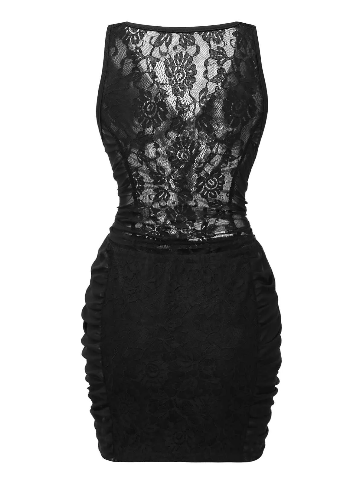 2PCS Black 1960s Lace Floral Sheer Top & Skirt sold by Retro Stage product image thumbnail 2