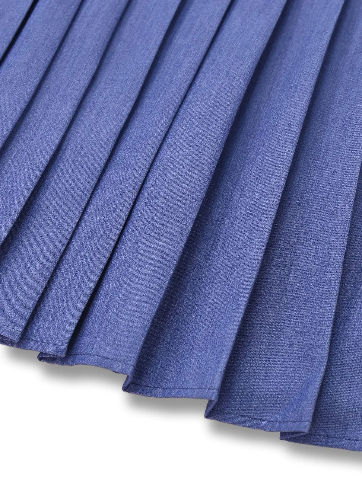 1960s Denim Halter Pleated Button Mini Dress sold by Retro Stage product image thumbnail 4