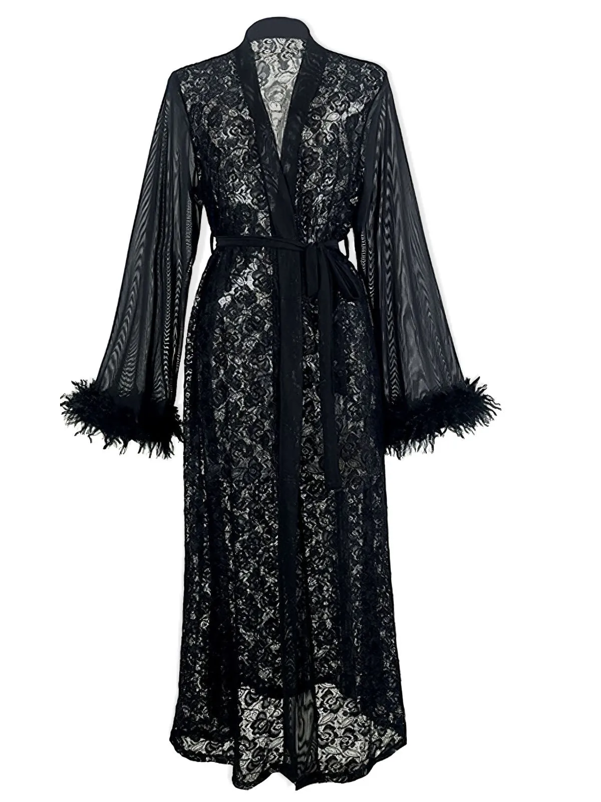 2PCS Black 1940s Lace Sheer Sleepwear Set sold by Retro Stage