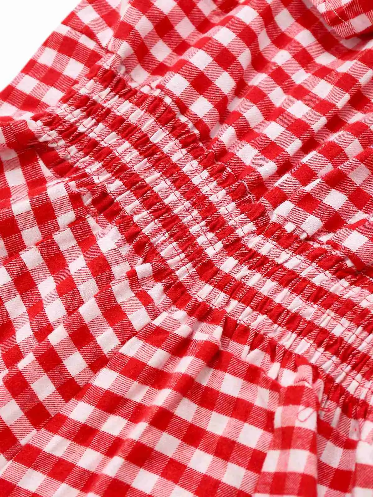 1950s Cotton Lace Patchwork Gingham Plaid Romper sold by Retro Stage product image thumbnail 4