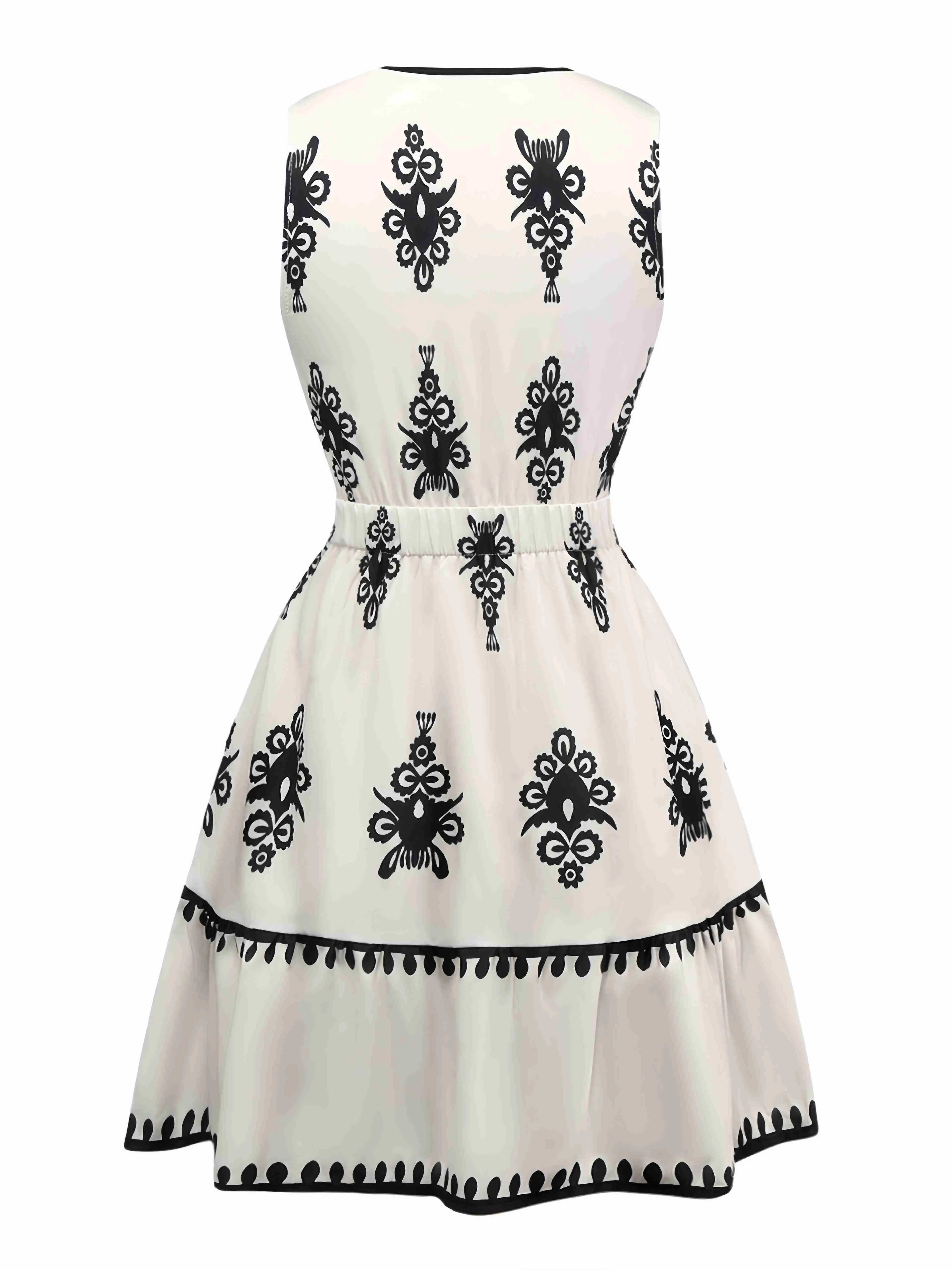 White 1970s Deep V Boho Floral Dress sold by Retro Stage product image thumbnail 2