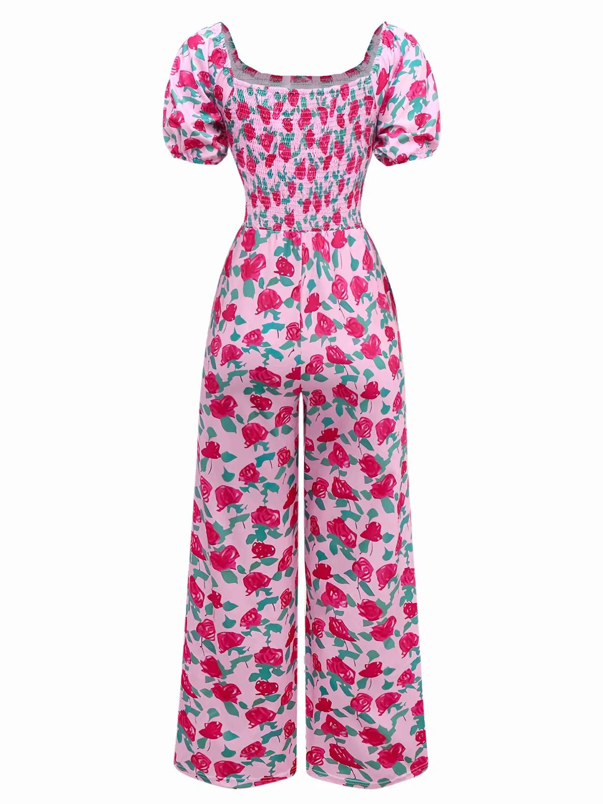 Pink 1930s Rose Puff Sleeve Jumpsuit sold by Retro Stage product image thumbnail 2
