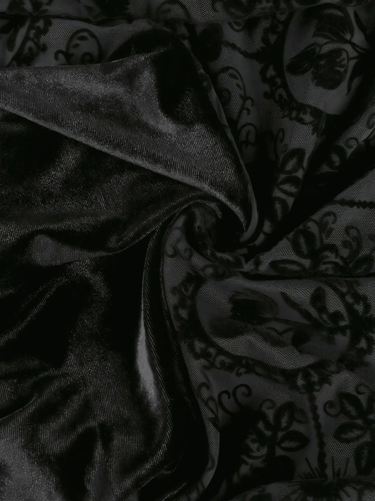 Black 1960s Gothic Flocked Dress sold by Retro Stage product image thumbnail 5