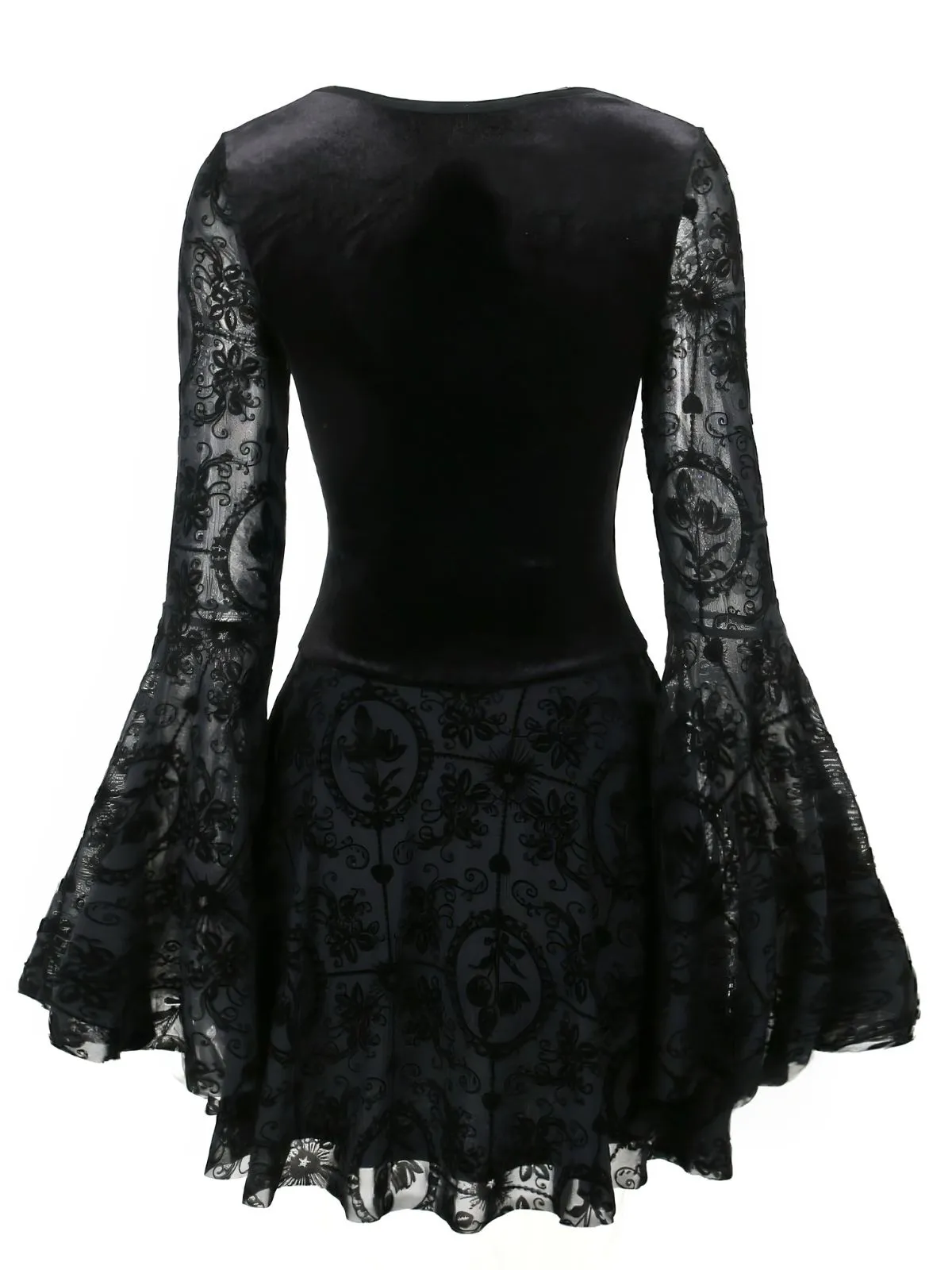 Black 1960s Gothic Flocked Dress sold by Retro Stage product image thumbnail 2