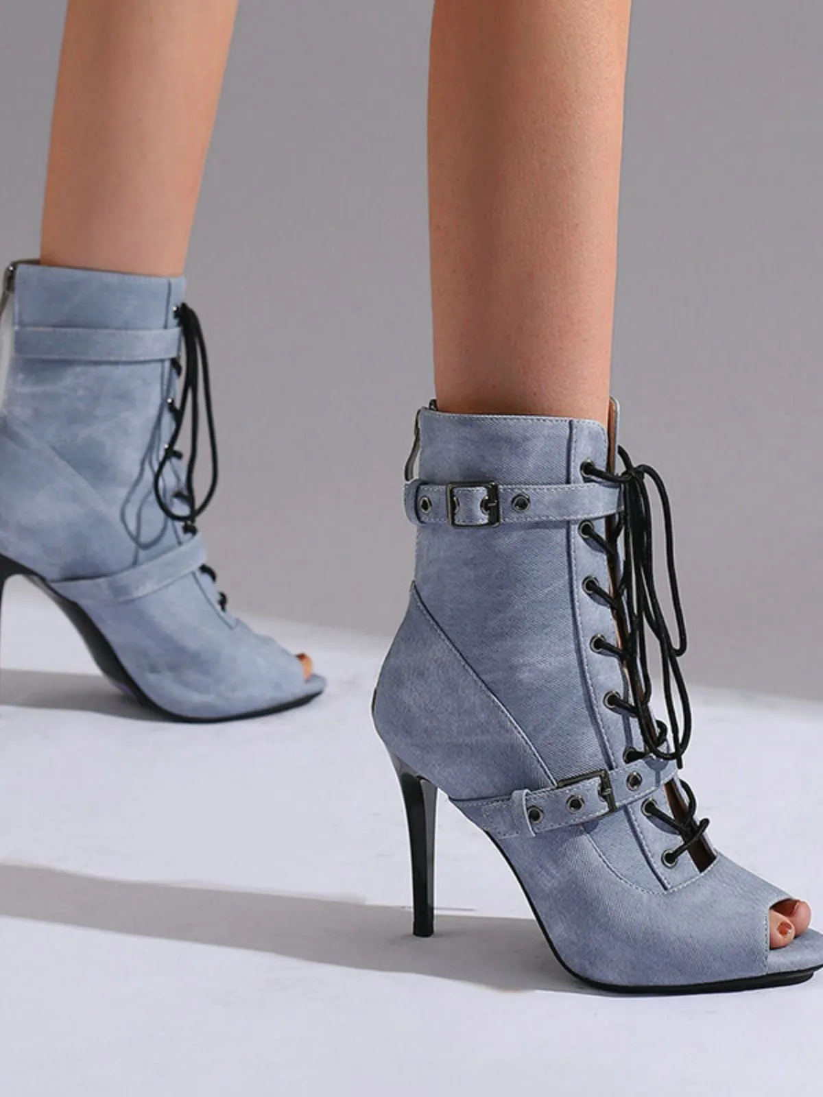 Vintage Denim Peep Toe Stiletto Heel Shoes sold by Retro Stage product image thumbnail 3