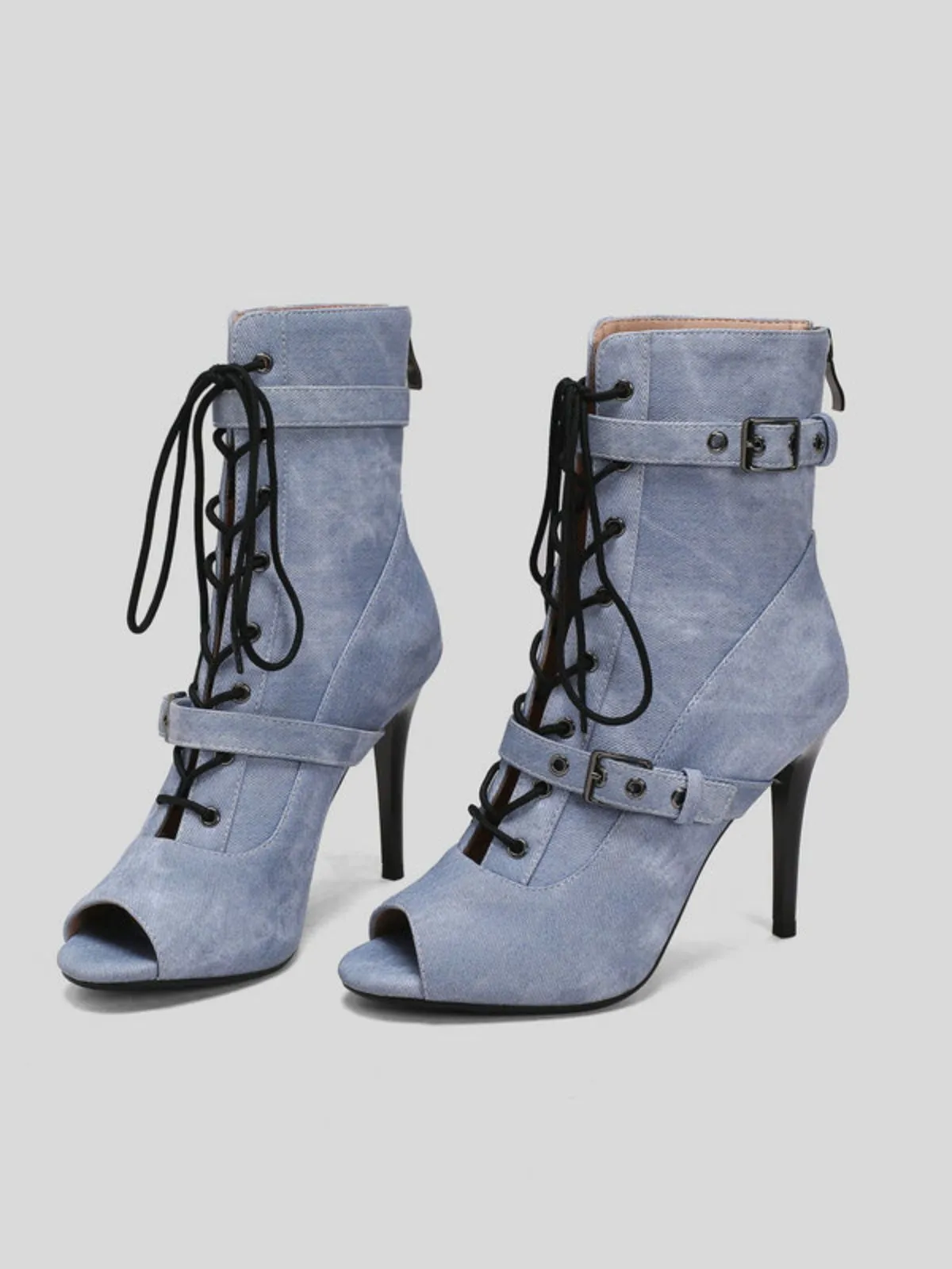 Vintage Denim Peep Toe Stiletto Heel Shoes sold by Retro Stage product image thumbnail 2