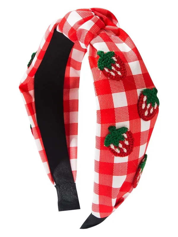 Fruit Gingham Plaid Retro Bow Headband sold by Retro Stage