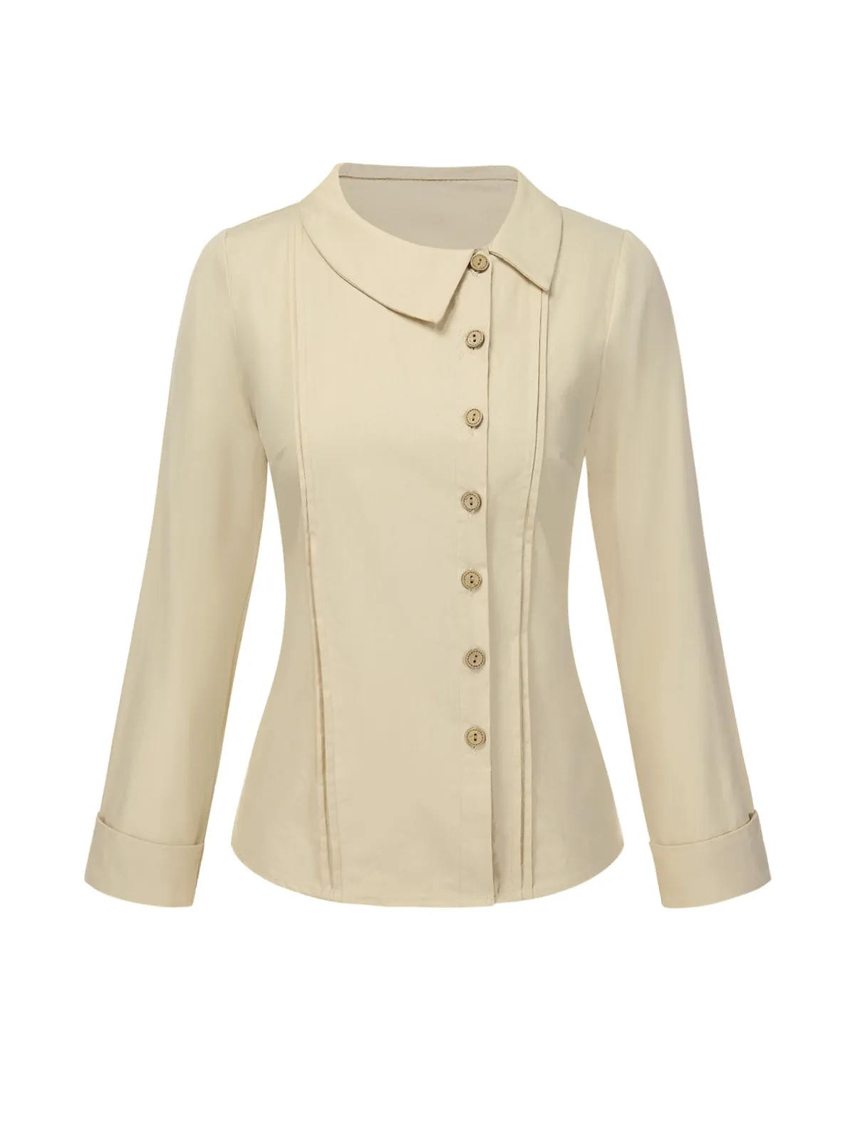 Cream 1930s Cotton Buttons Solid Blouse sold by Retro Stage product image thumbnail 3