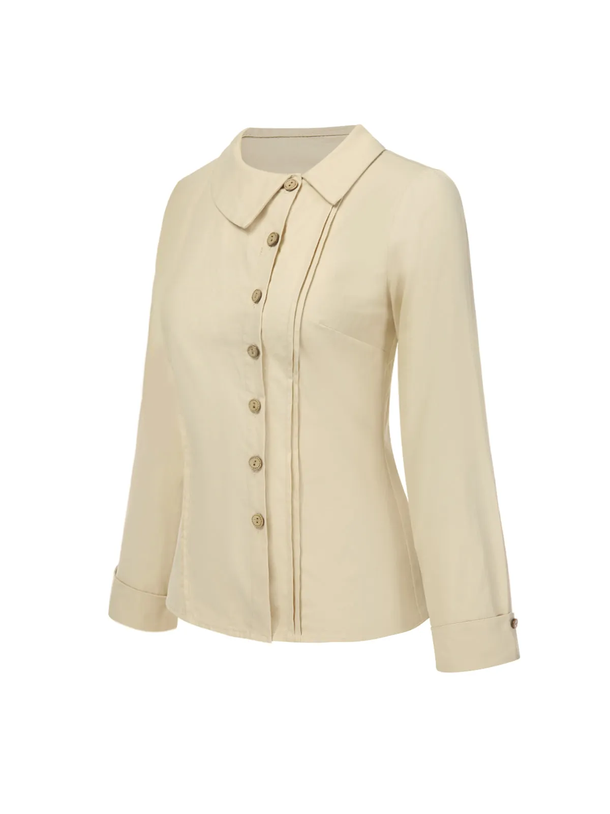 Cream 1930s Cotton Buttons Solid Blouse sold by Retro Stage product image thumbnail 4