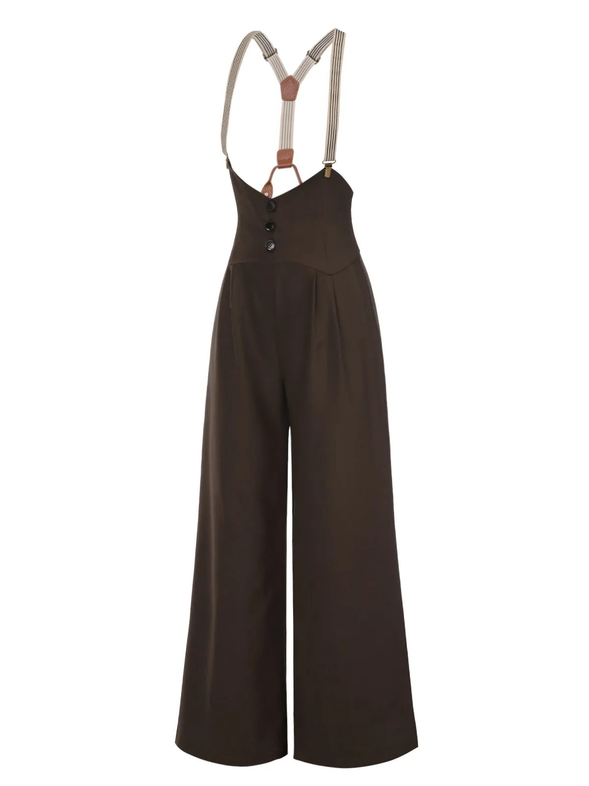Dark Brown 1950s Button Suspender Pants sold by Retro Stage product image thumbnail 4