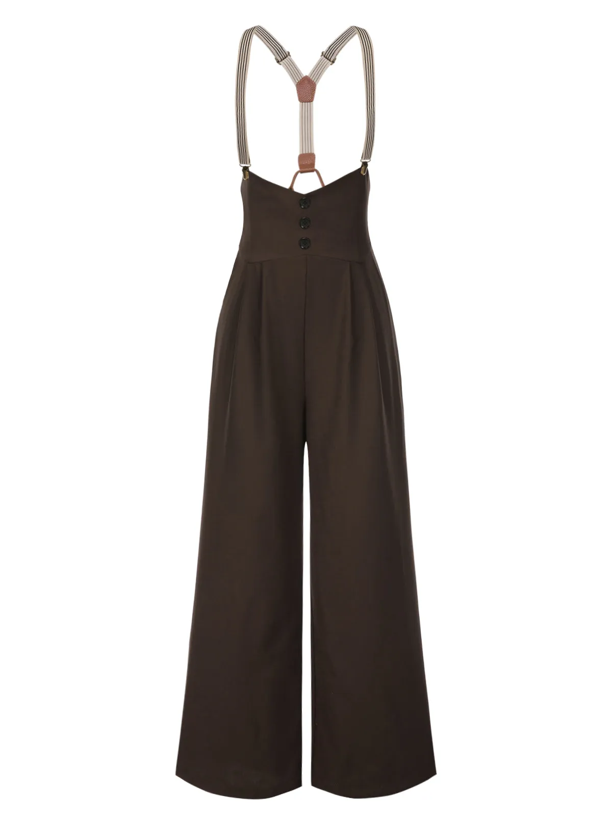 Dark Brown 1950s Button Suspender Pants sold by Retro Stage product image thumbnail 3