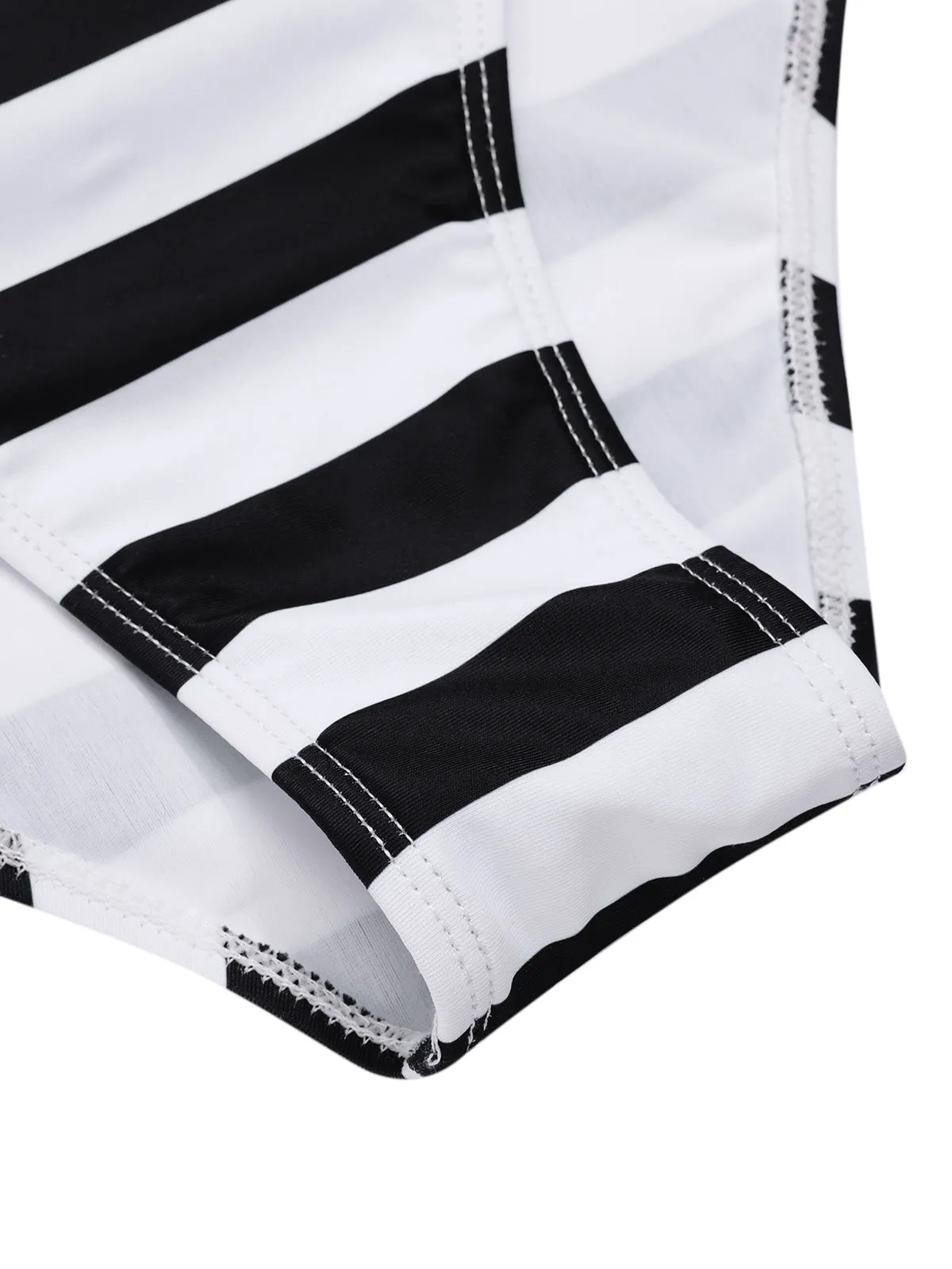 Black 1980s One-Shoulder Hollow Skull Stripe Swimsuit sold by Retro Stage product image thumbnail 3