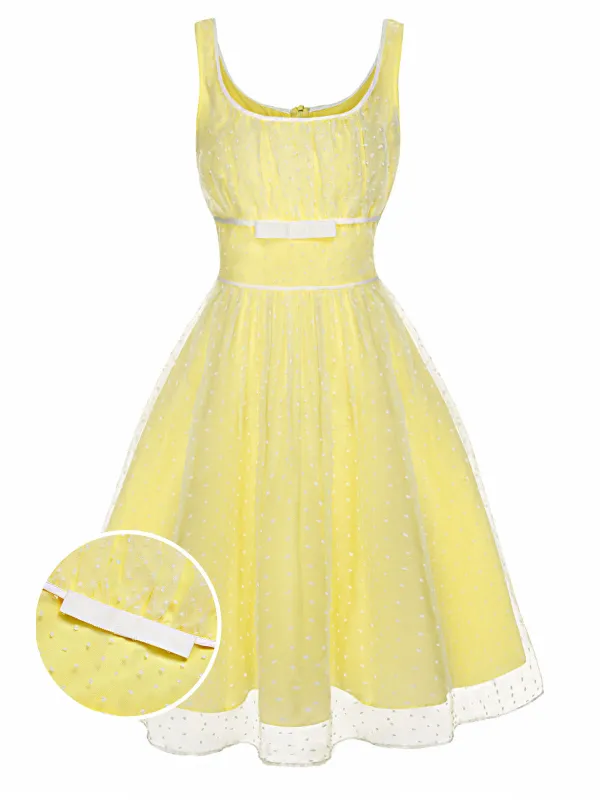 [US Warehouse] Yellow 1950s Scoop Neck Sleeveless Mesh Dress sold by Retro Stage