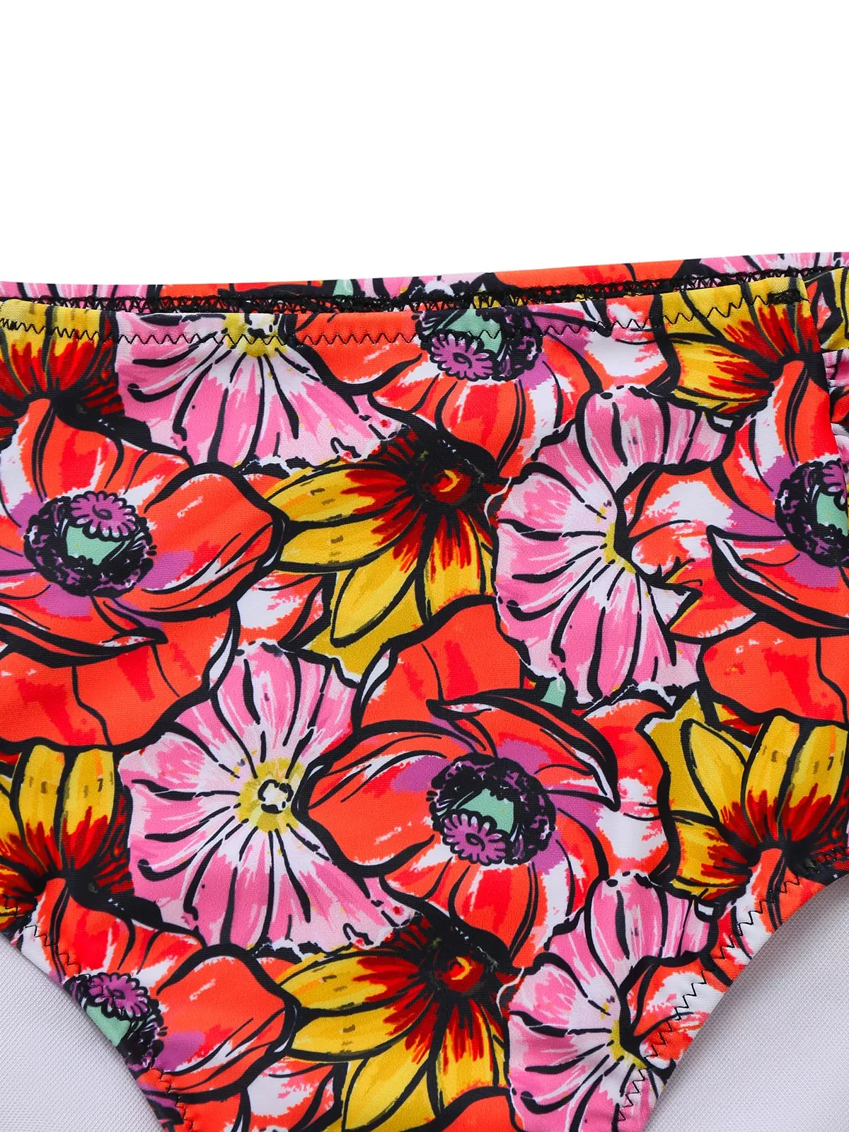 Pink 1970s Boho Floral Cross Neck Swimsuit sold by Retro Stage product image thumbnail 4