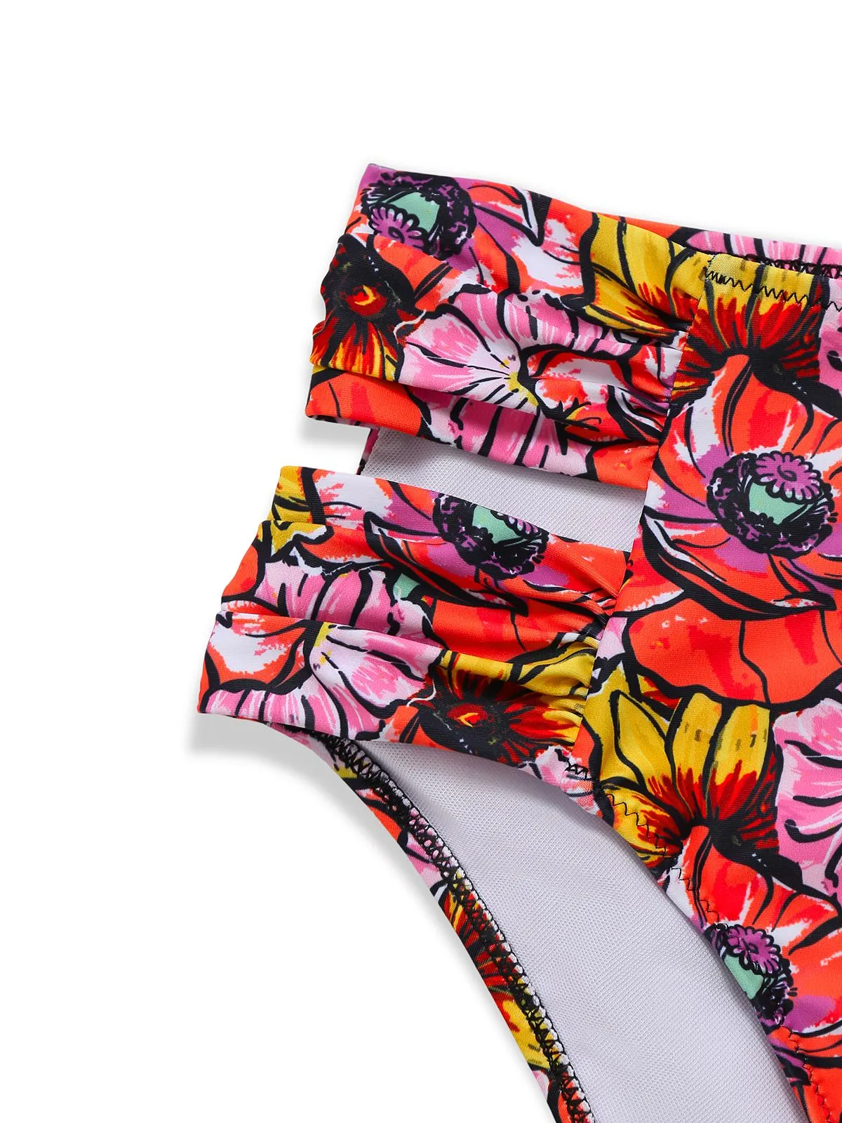 Pink 1970s Boho Floral Cross Neck Swimsuit sold by Retro Stage product image thumbnail 5