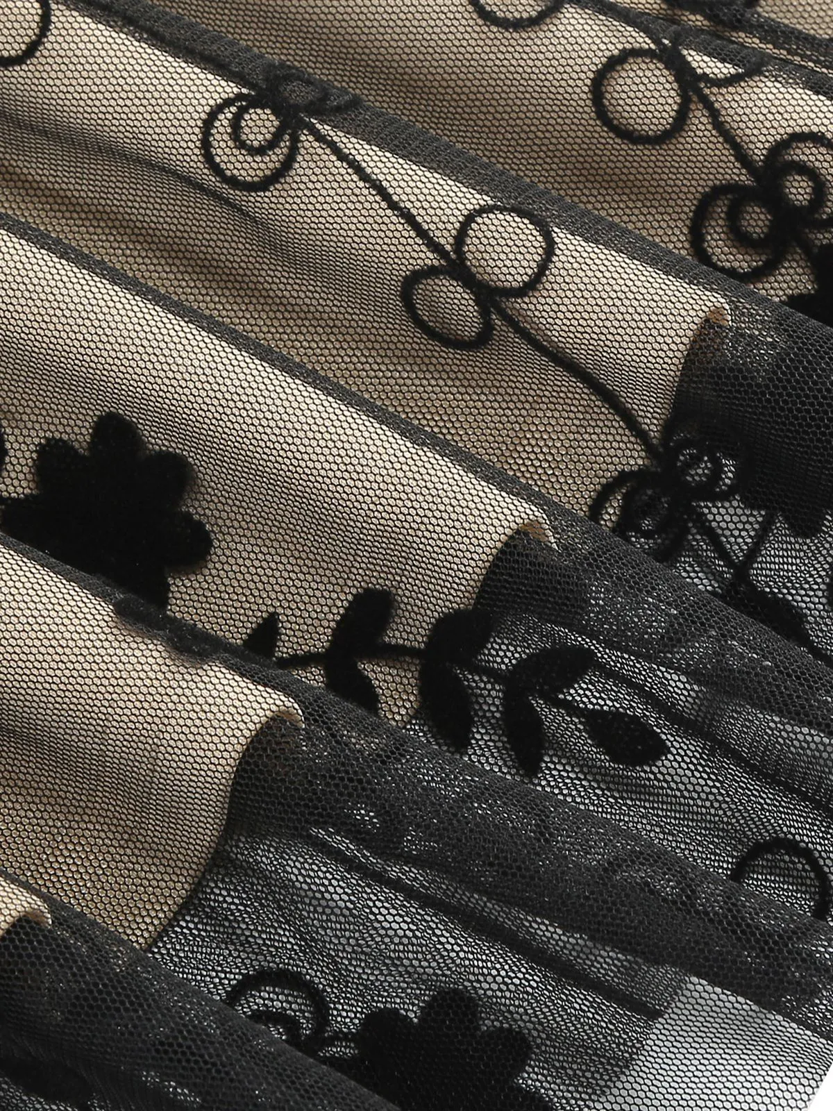 Black 1950s Floral Mesh Patchwork Dress sold by Retro Stage product image thumbnail 3