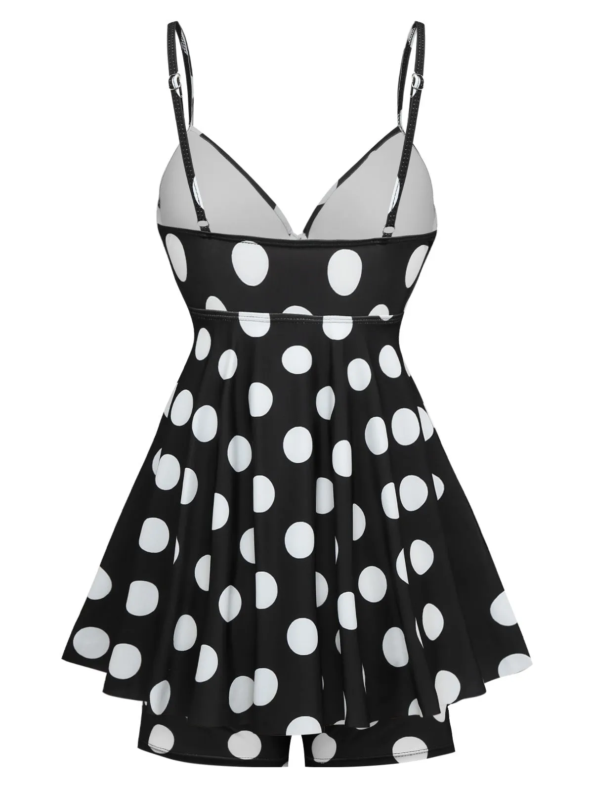 Black 1950s Polka Dots One-Piece Swim Dress sold by Retro Stage product image thumbnail 2