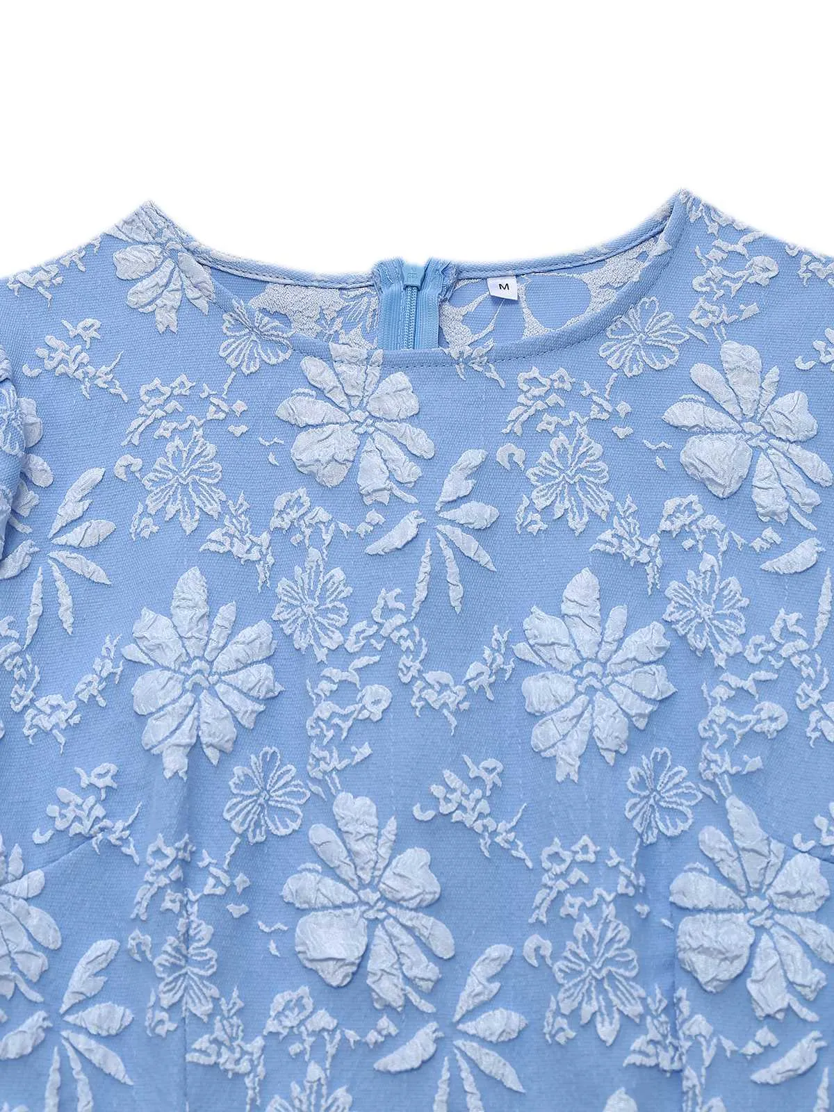 Light Blue 1930s Daisy Puff Sleeve Dress sold by Retro Stage product image thumbnail 3