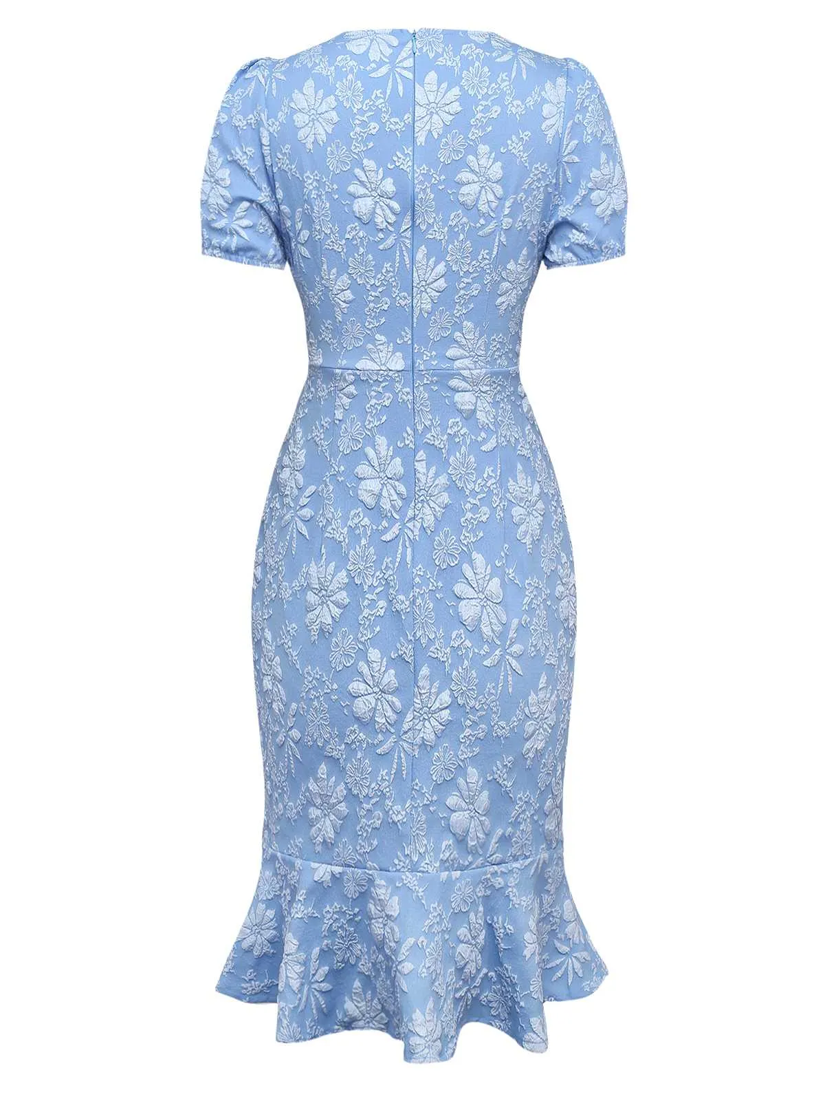 Light Blue 1930s Daisy Puff Sleeve Dress sold by Retro Stage product image thumbnail 2