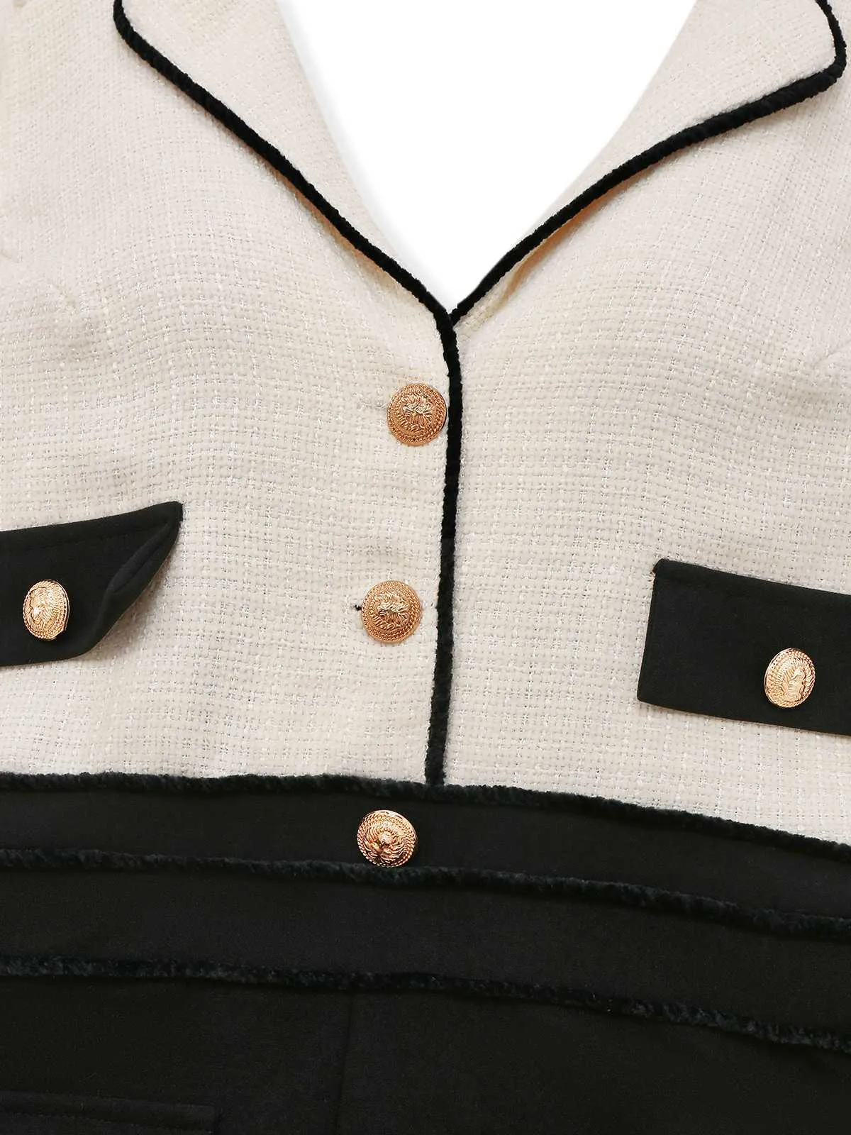 Black & White 1930s Contrast Notched Collar Jumpsuit sold by Retro Stage product image thumbnail 3