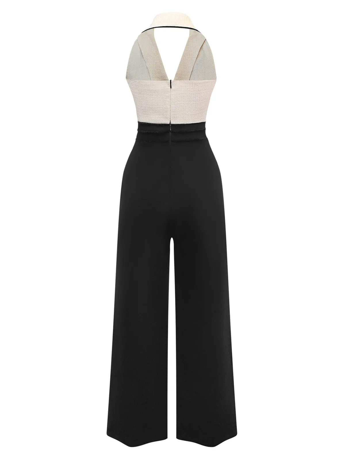 Black & White 1930s Contrast Notched Collar Jumpsuit sold by Retro Stage product image thumbnail 2